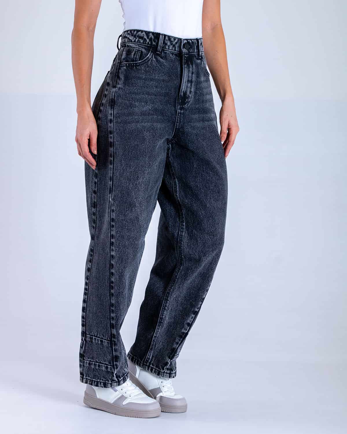Jean barrel negro para mujer - miniatura 2