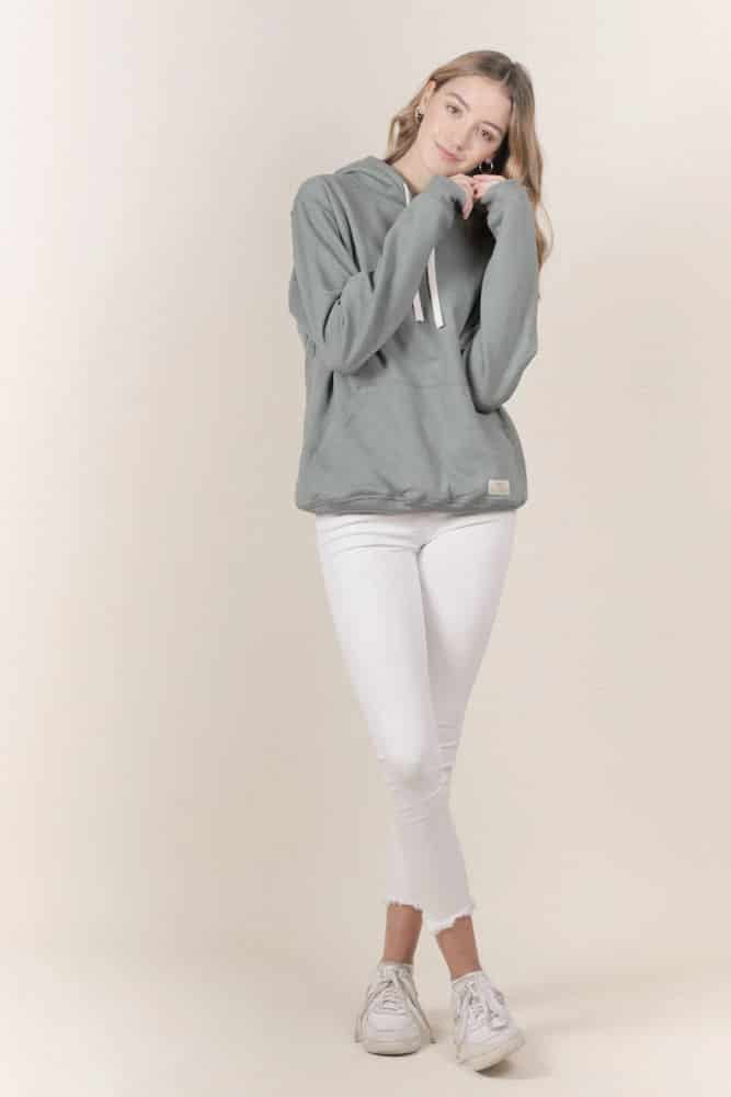 HOODIE VERDE OLIVA UNISEX- BAÁSICO - miniatura 1