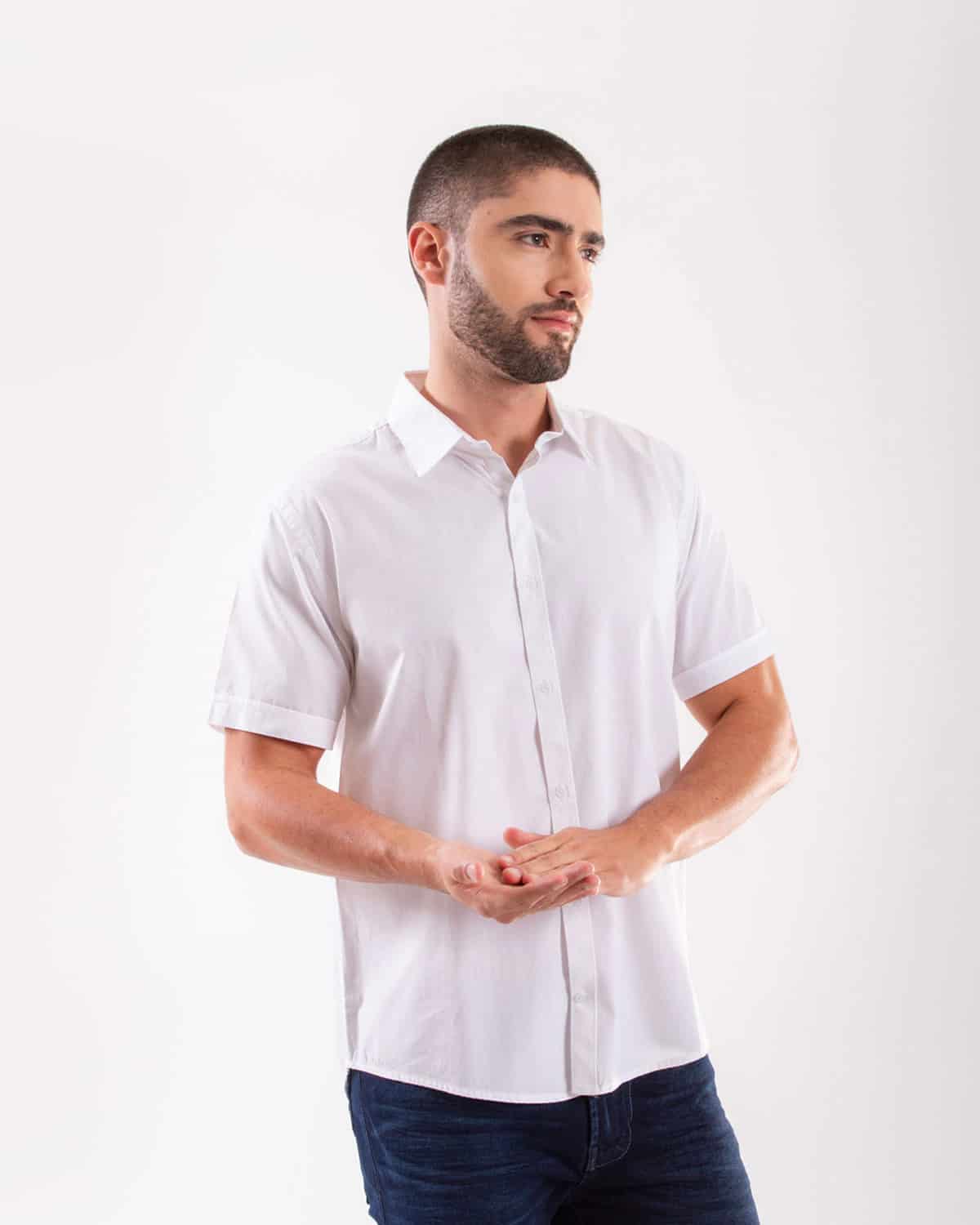 Camisa blanca manga corta para hombre - miniatura 84