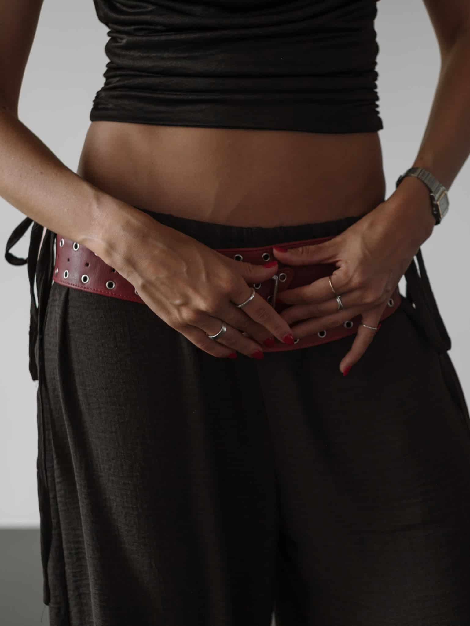 OFFSET ASYMMETRIC BELT - RED WINE - miniatura 6
