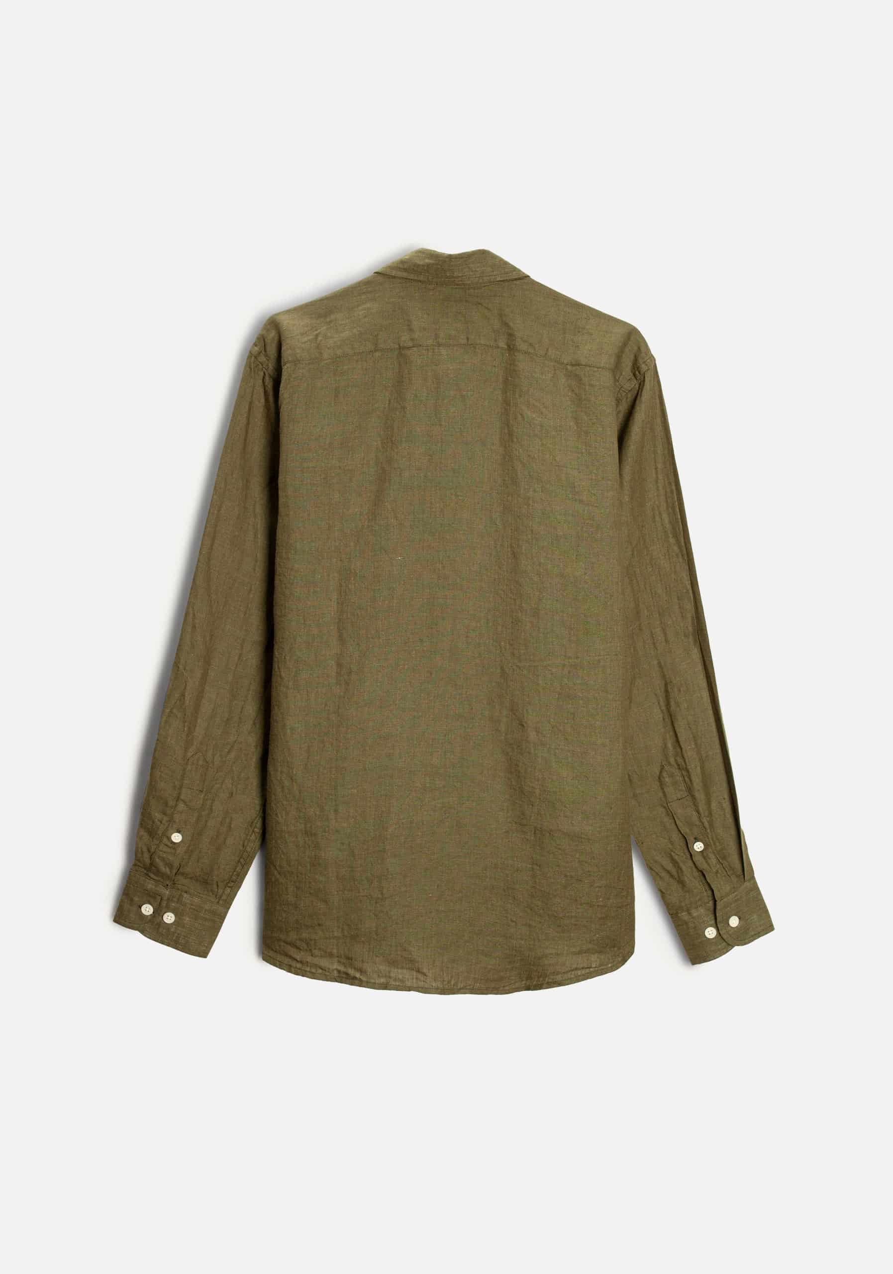 Camisa H CI Lino Verde Olive - miniatura 4