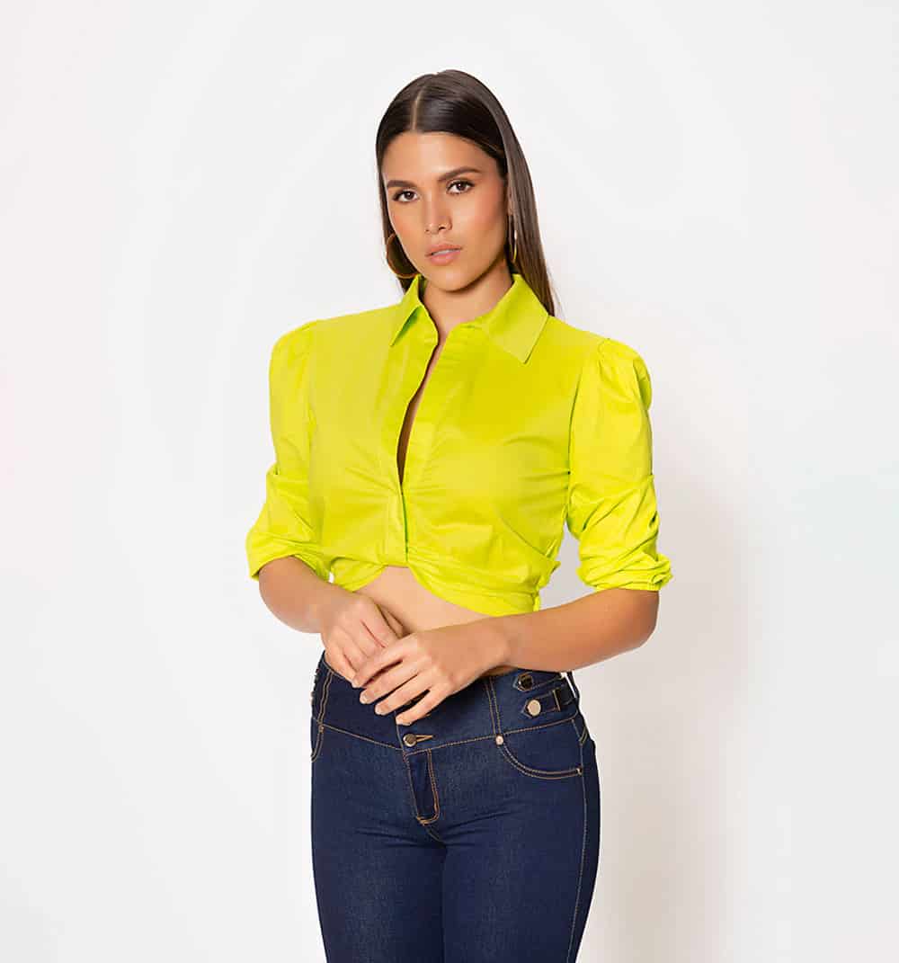 Crop tipo camisero  manga 3/4 - miniatura 6