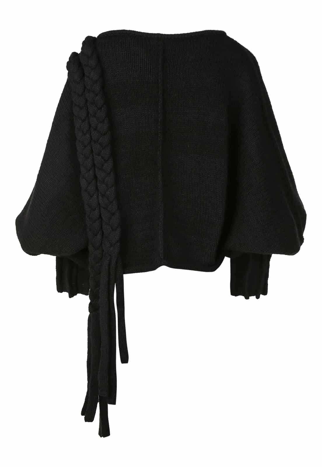 KNITTED SWEATER WITH LONG BRAIDS - miniatura 3