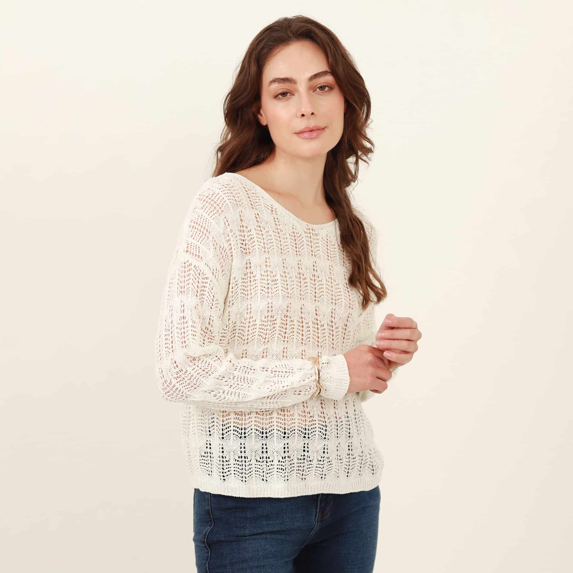 Sweater cuello redondo manga larga con textura - miniatura 10