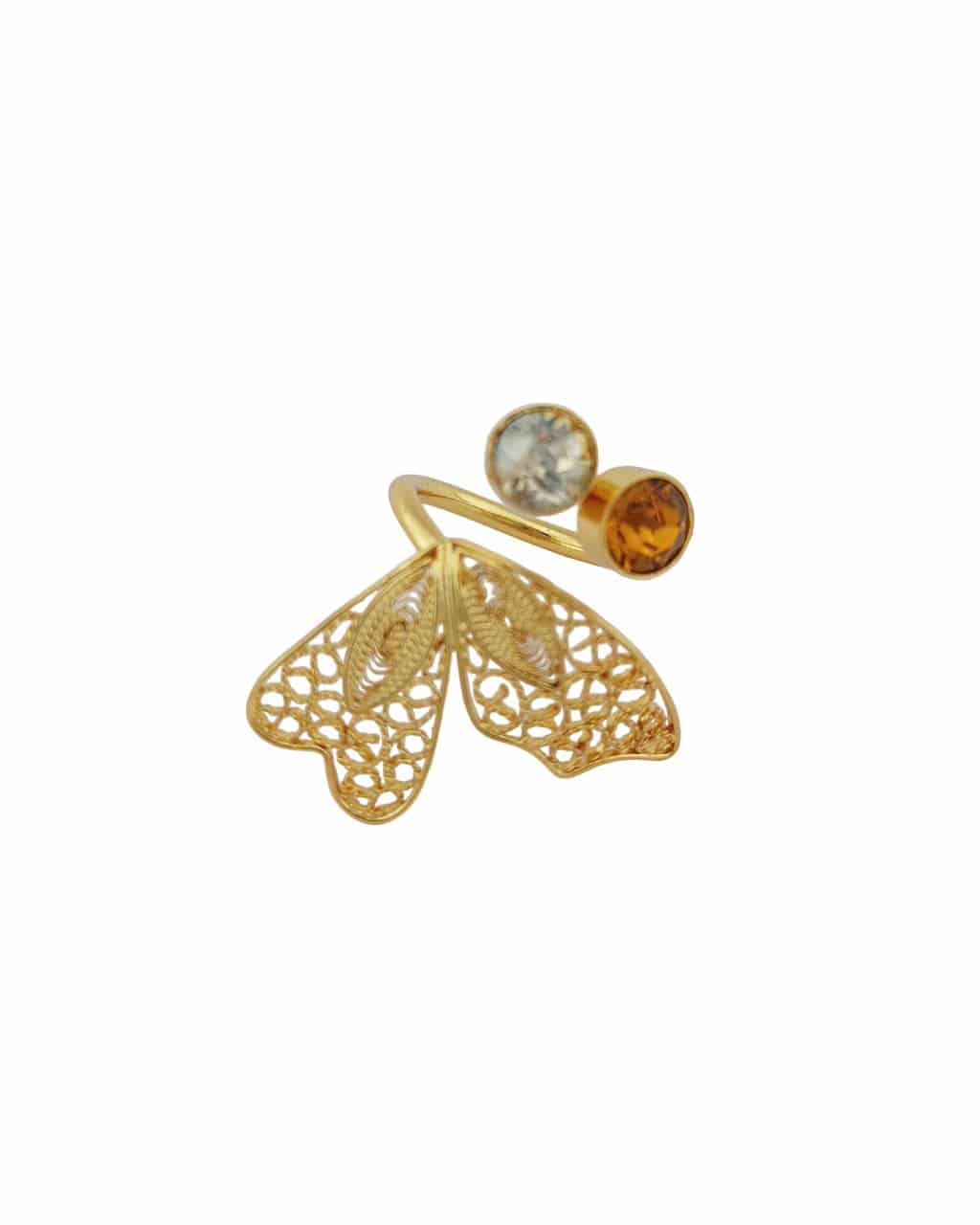 Anillo Alas Mariposa con cristales - miniatura 5