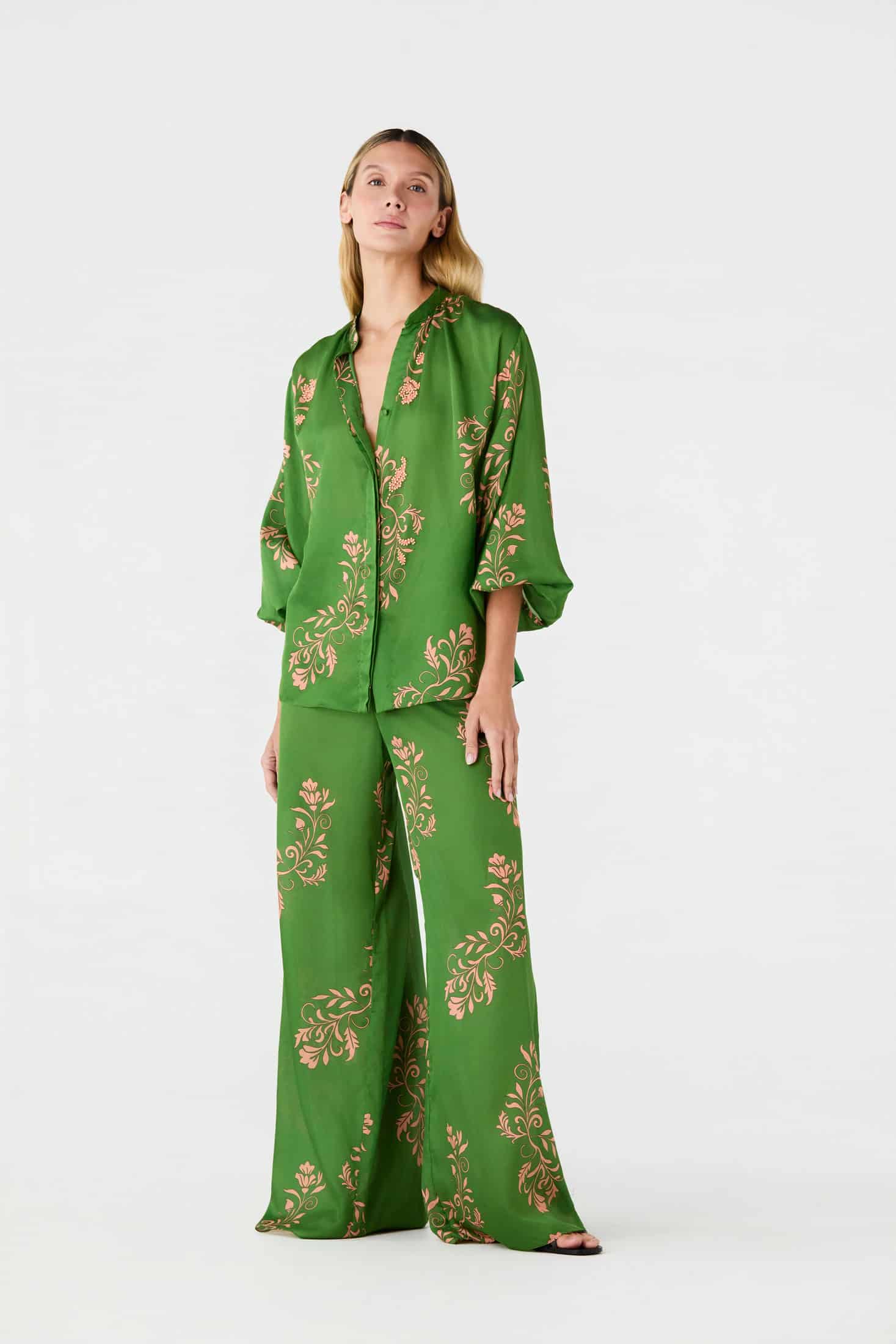 Don Simon Cotton Silk Shirt / Green Buganvilias - miniatura 2