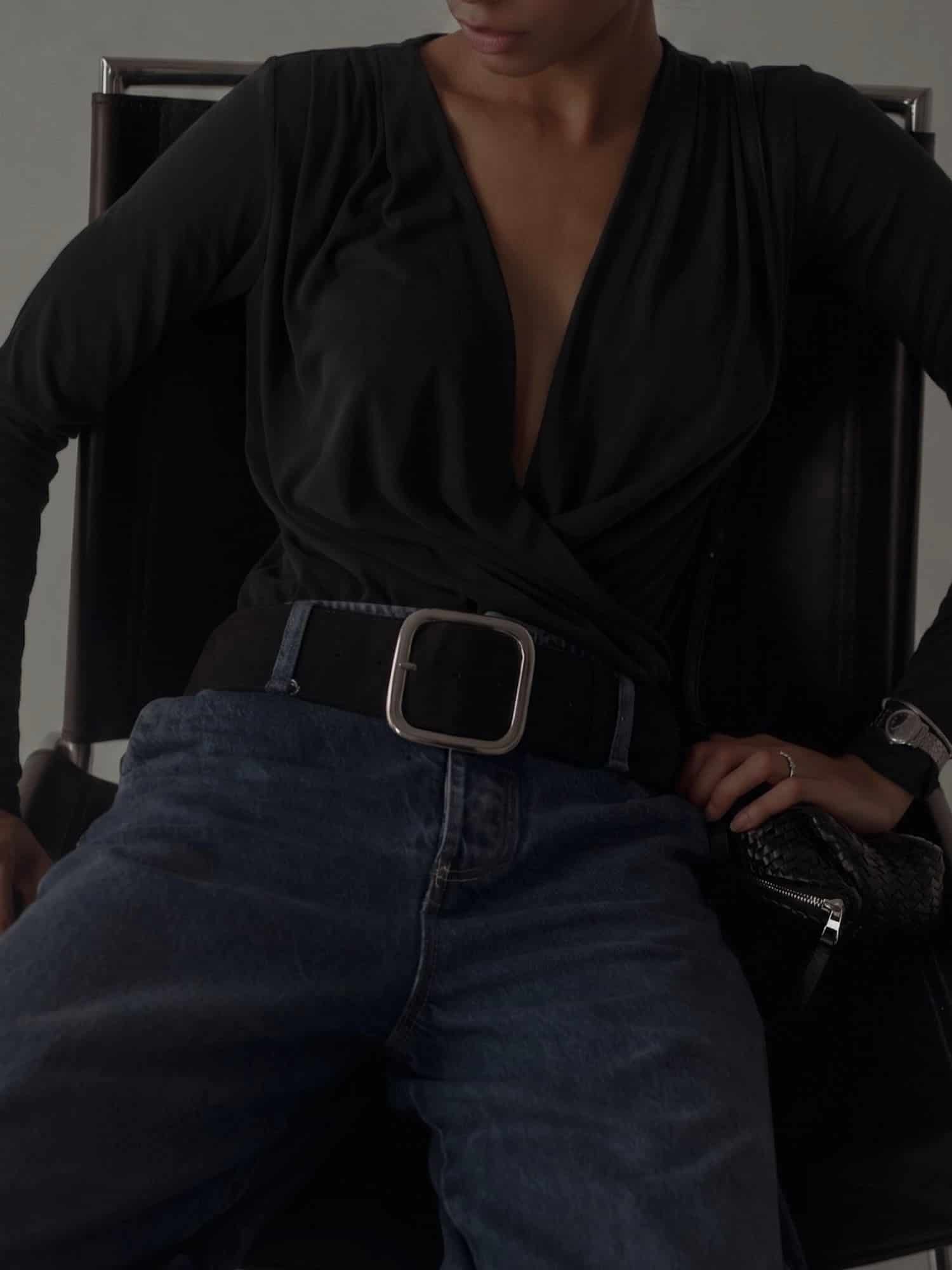 LONG SLEEVE FLOWY BODY - BLACK - miniatura 8