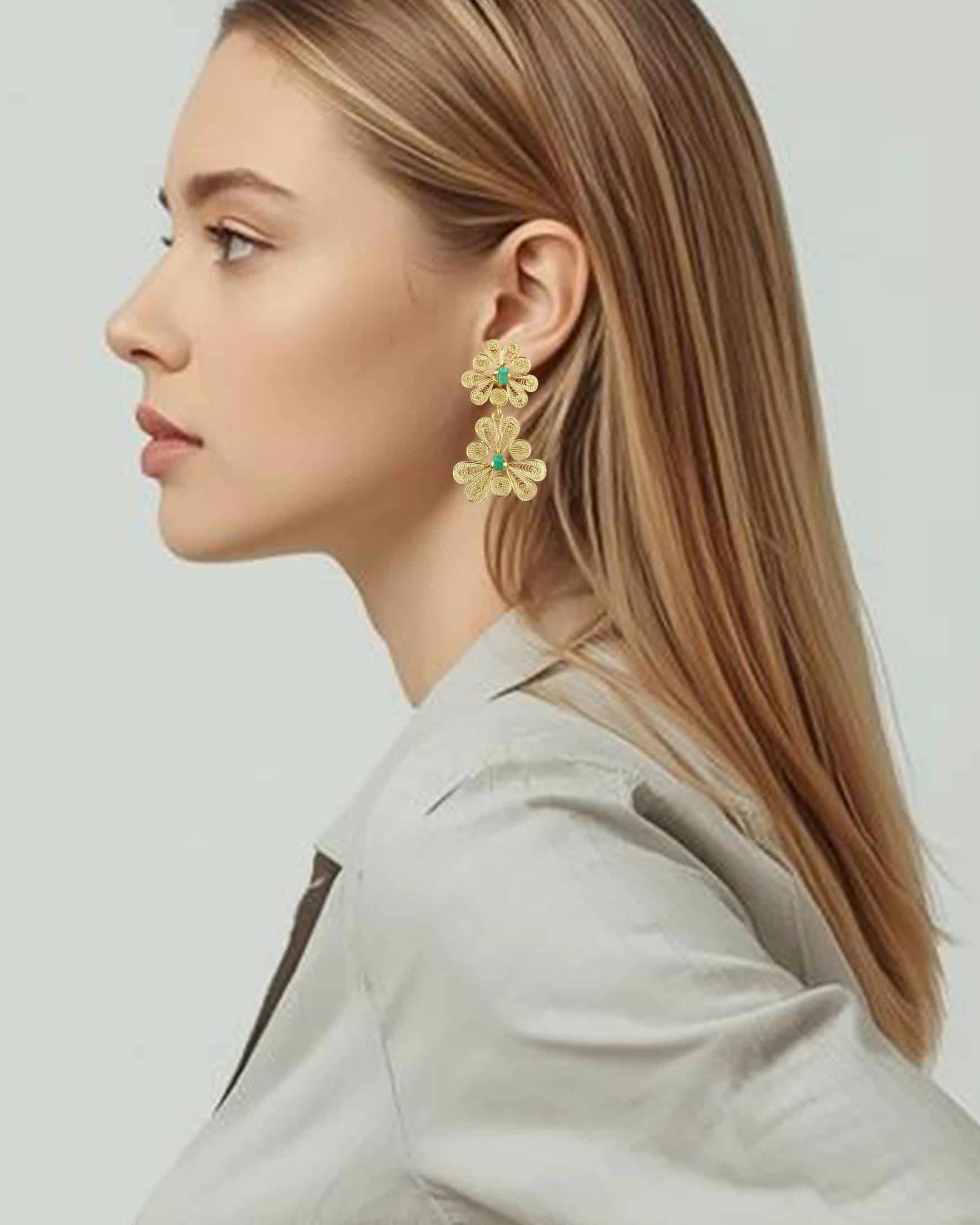 Aretes doble flor, Katya - miniatura 2