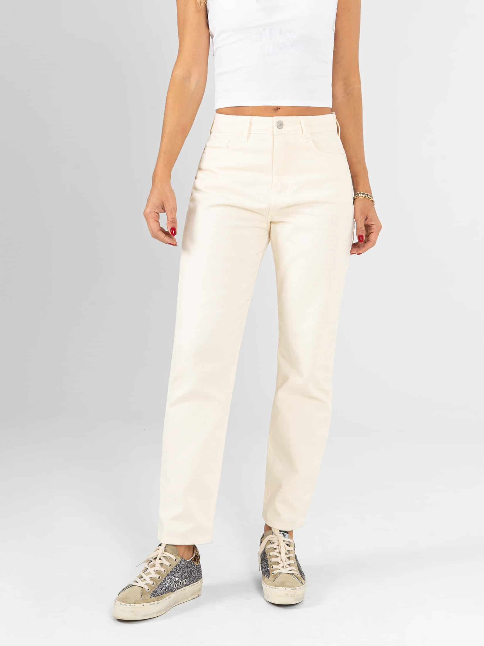 Ref: 0620403 Pantalón Mom fit, slim cropped, rígido, tiro alto, tono beige - miniatura 1