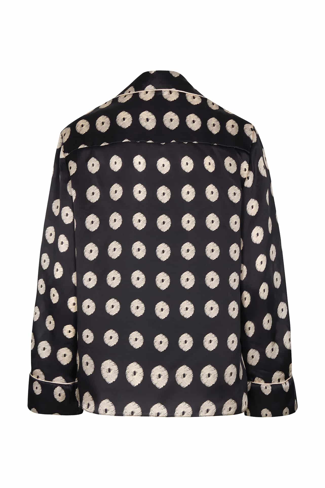 Noches de Luna Satin Silk Blouse / Black Mini Palms Cream - miniatura 3