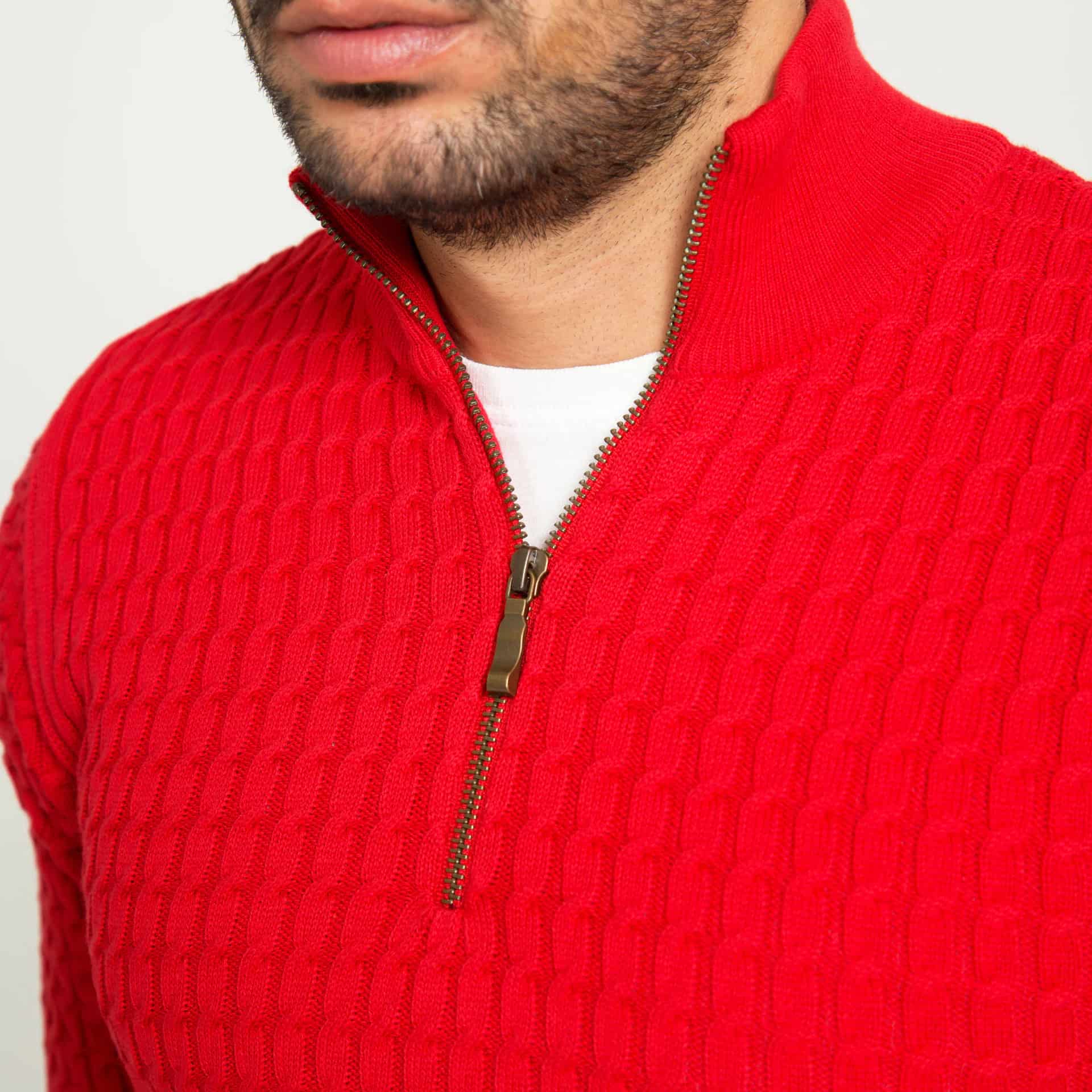 Saco Trenzado Half Zip Algodón Vino - miniatura 10