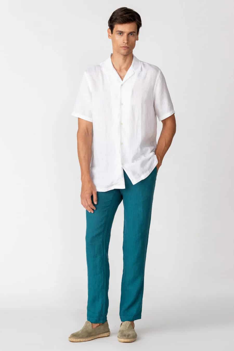 Men's linen shirt white epiro - miniatura 9
