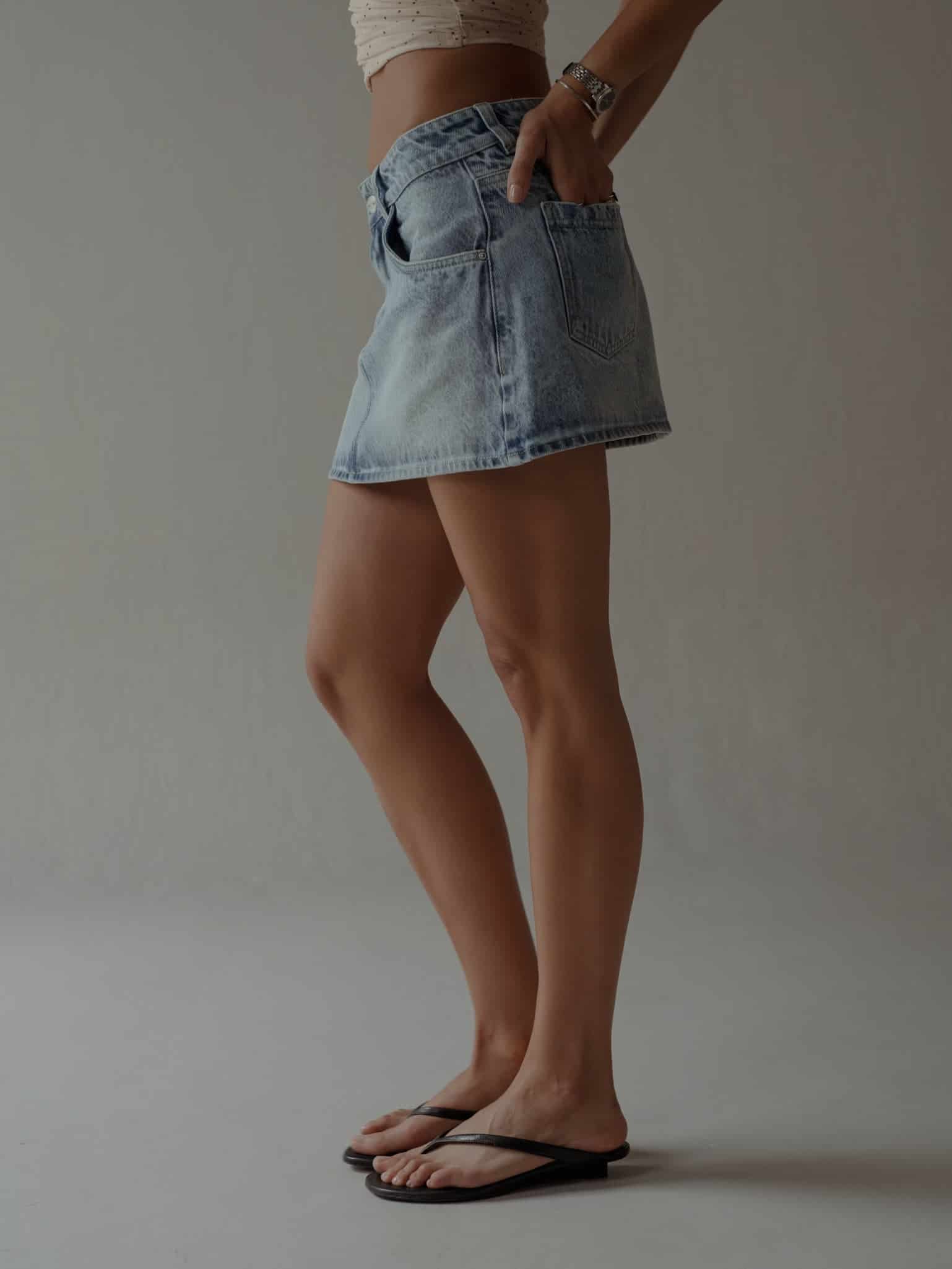 INDIGO MINI SKIRT - OLD LIGHT BLUE - miniatura 7