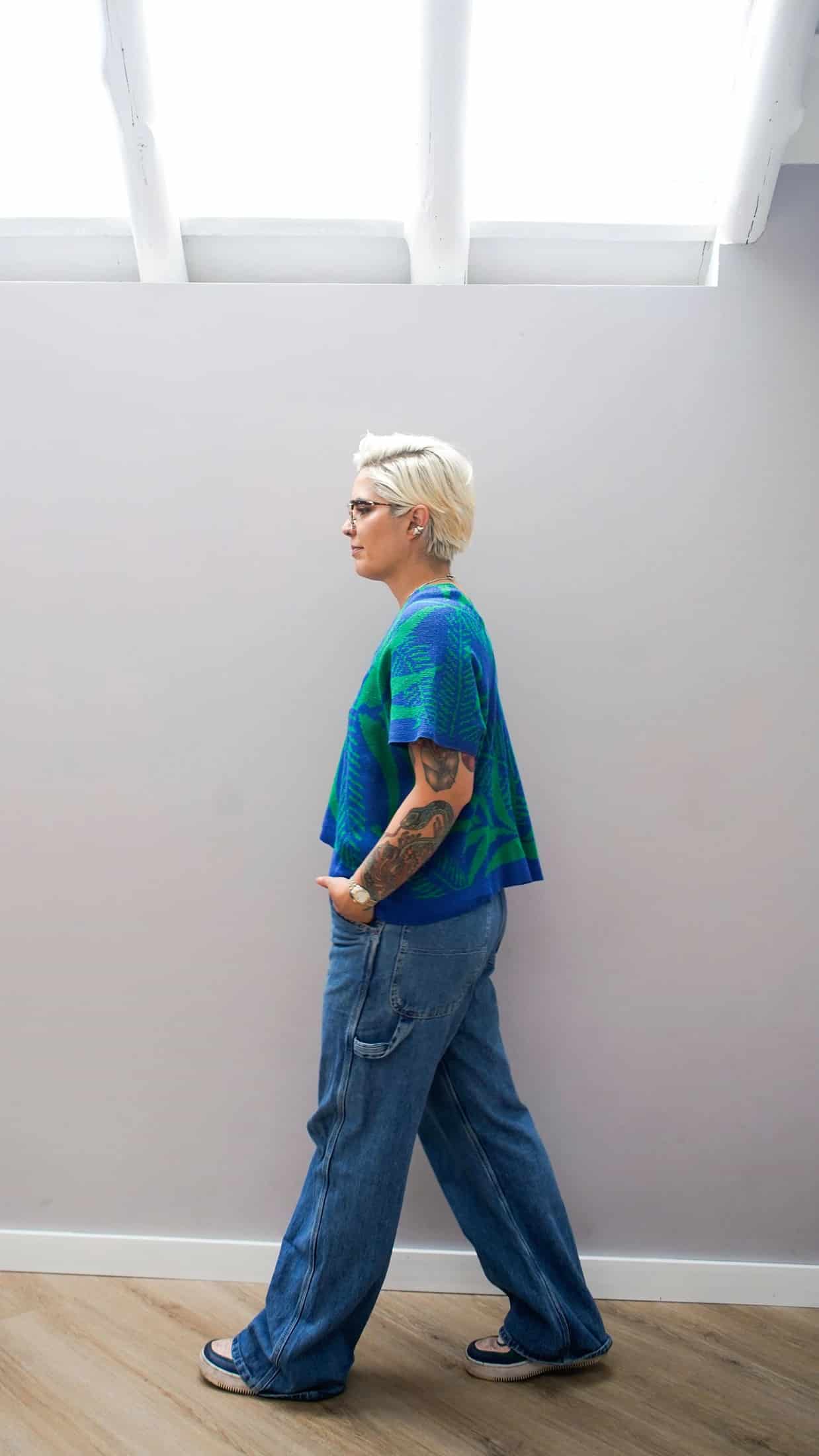 Blusa Palmas - azul rey y rosado - miniatura 3