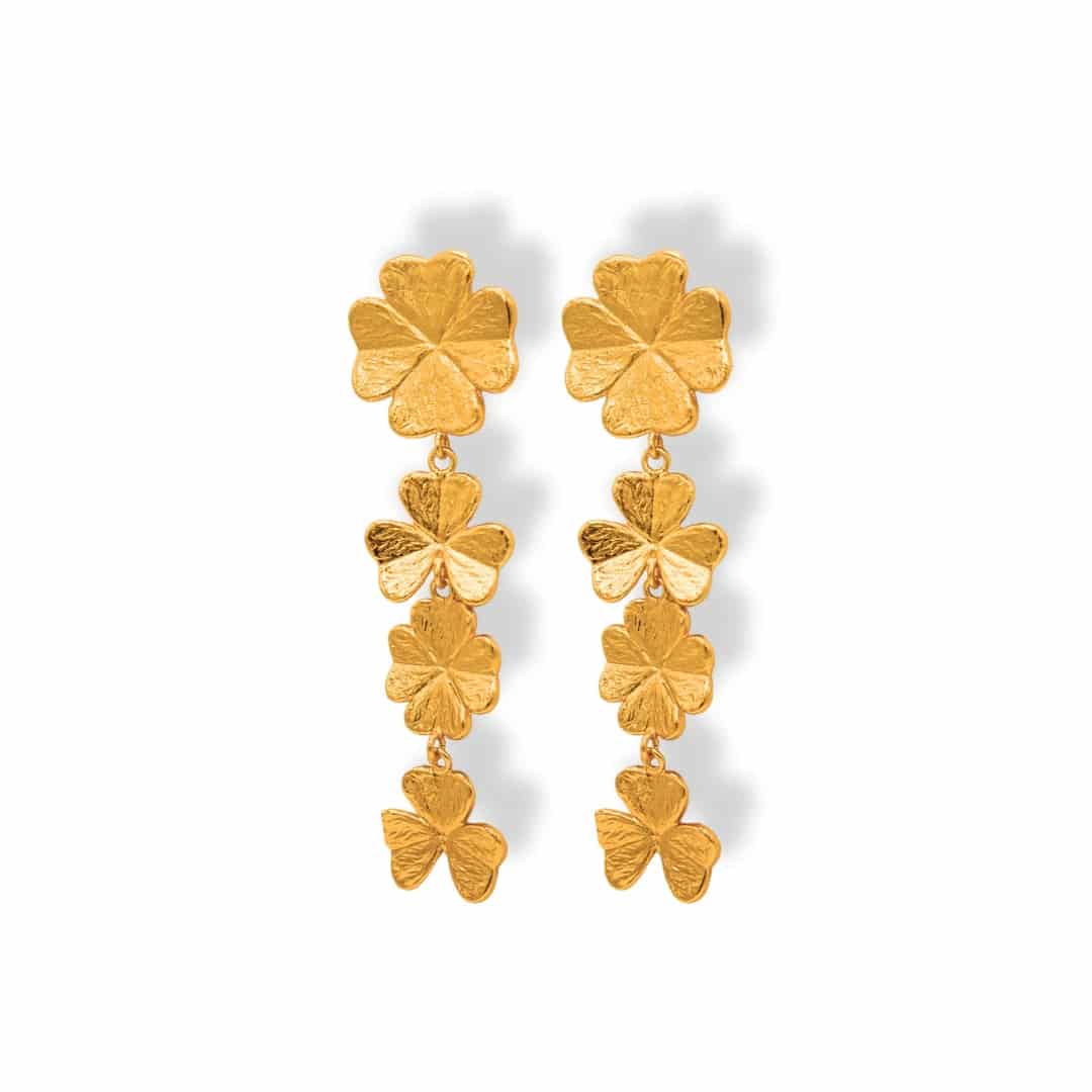 Aretes largos con tréboles - miniatura 1