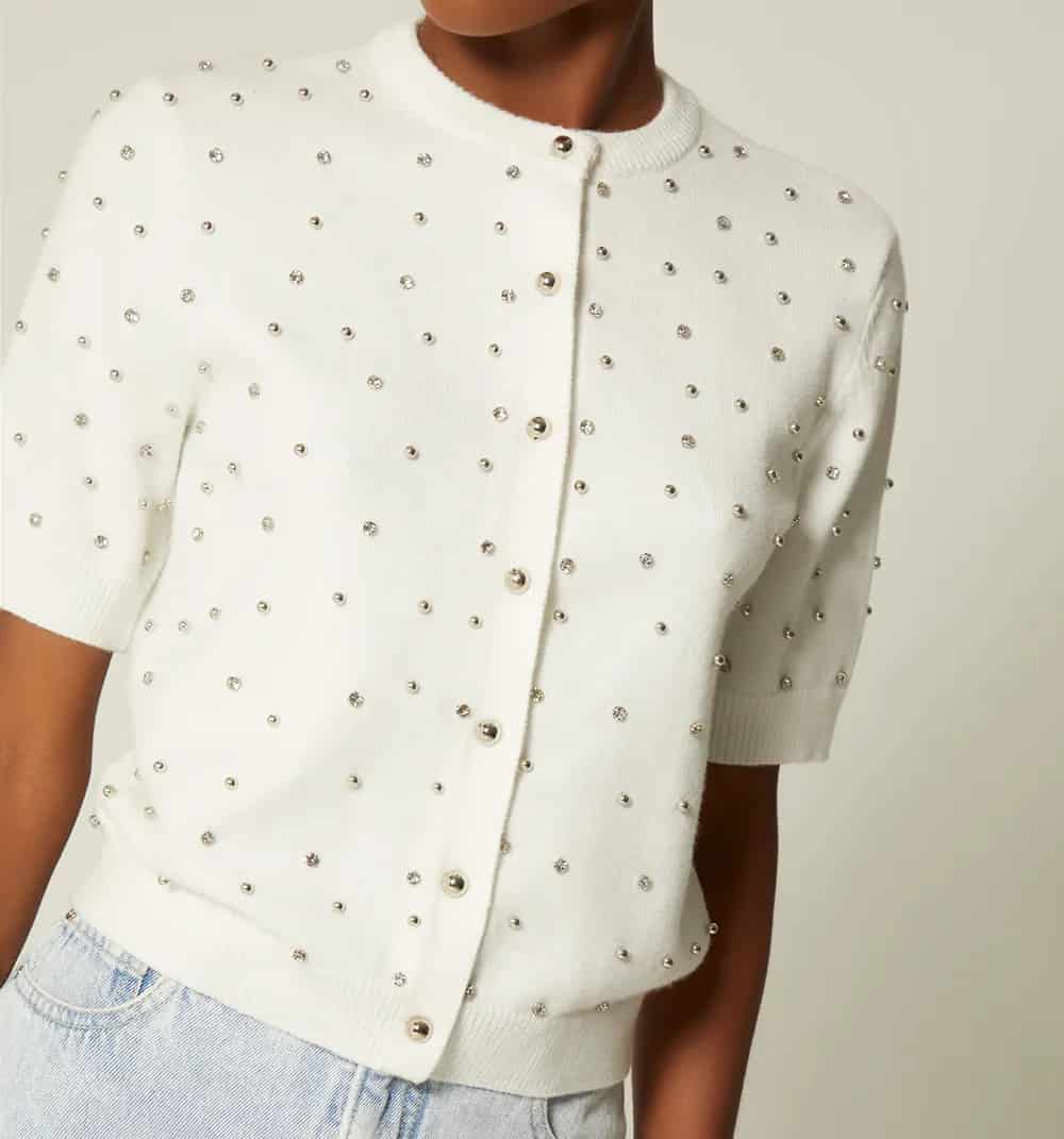 Blusa manga corta con apliques - miniatura 5