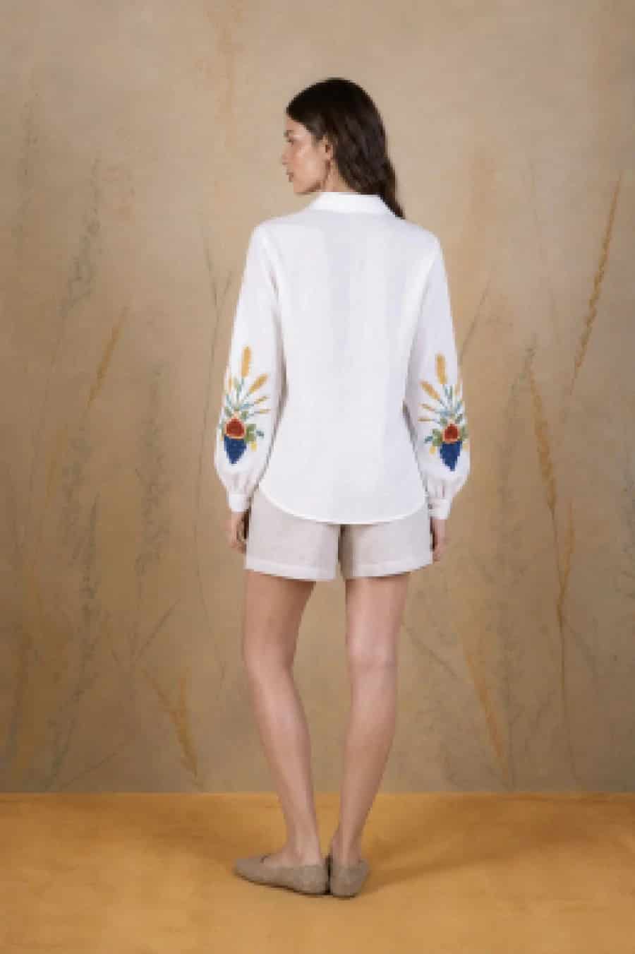 Women's Auctus linen shirt white - miniatura 3