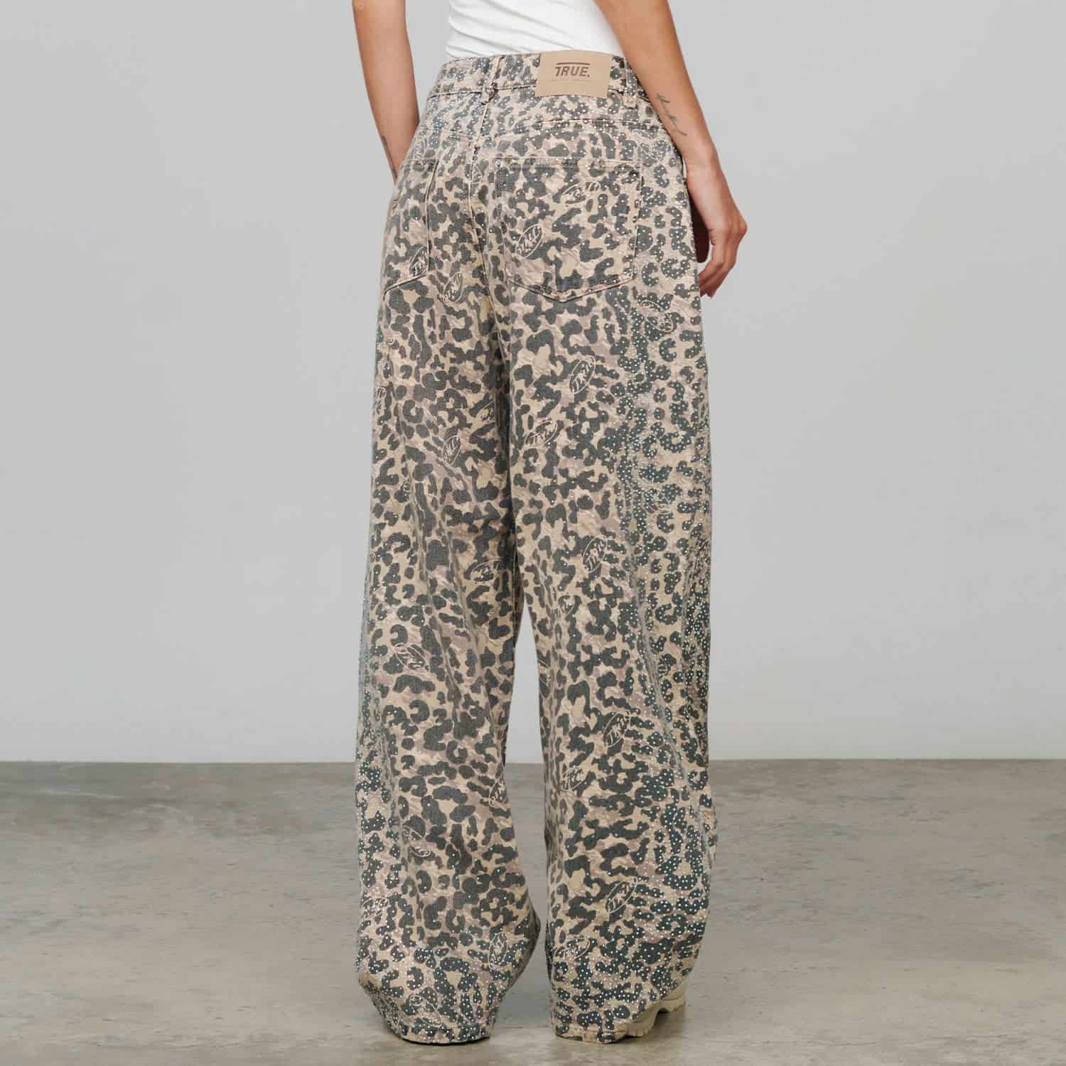 Leopard Wide Leg Jeans - Camel - miniatura 2