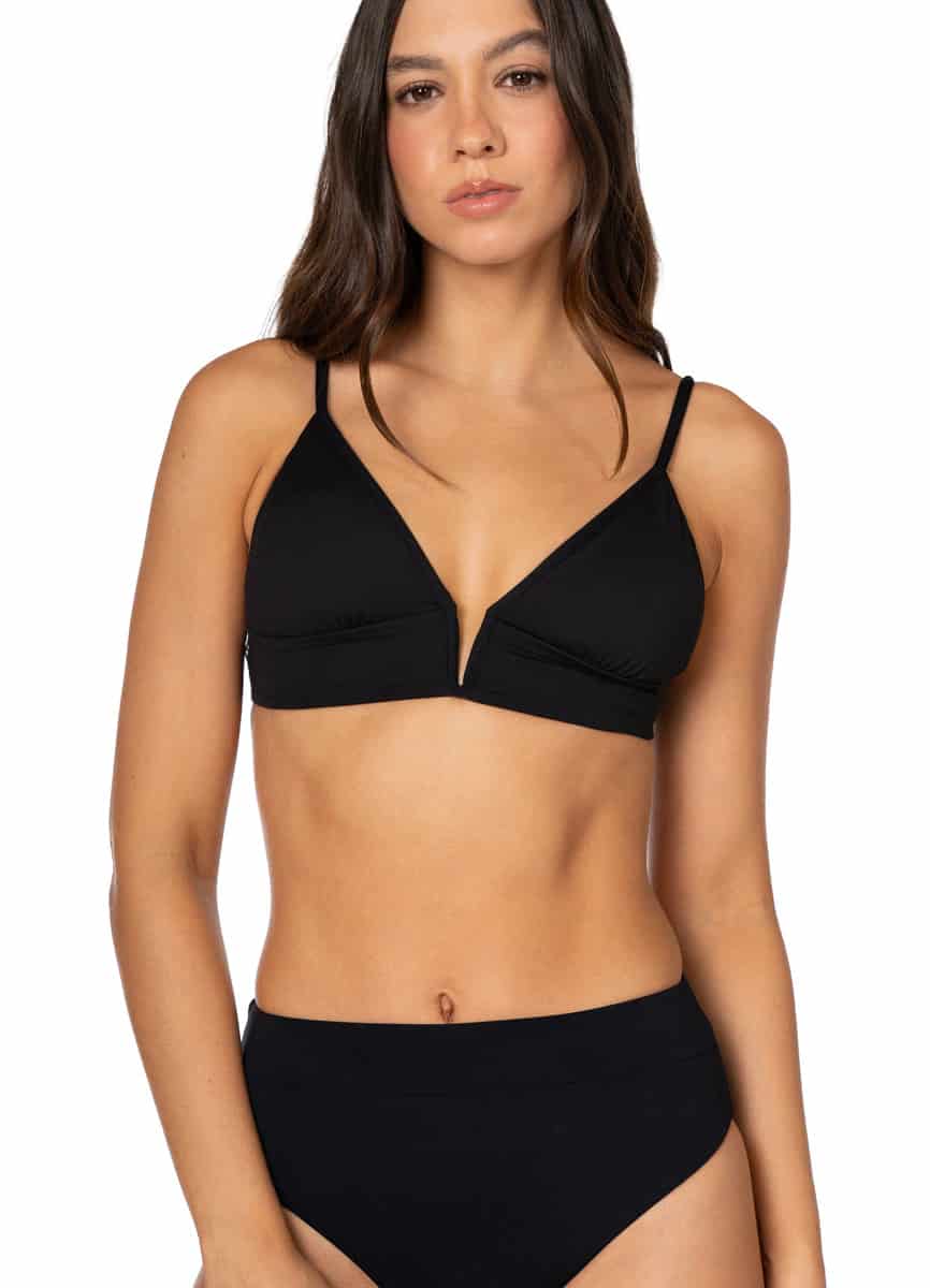 Maaji Jade Black Parade Long Line Triangle Bikini Top - miniatura 5