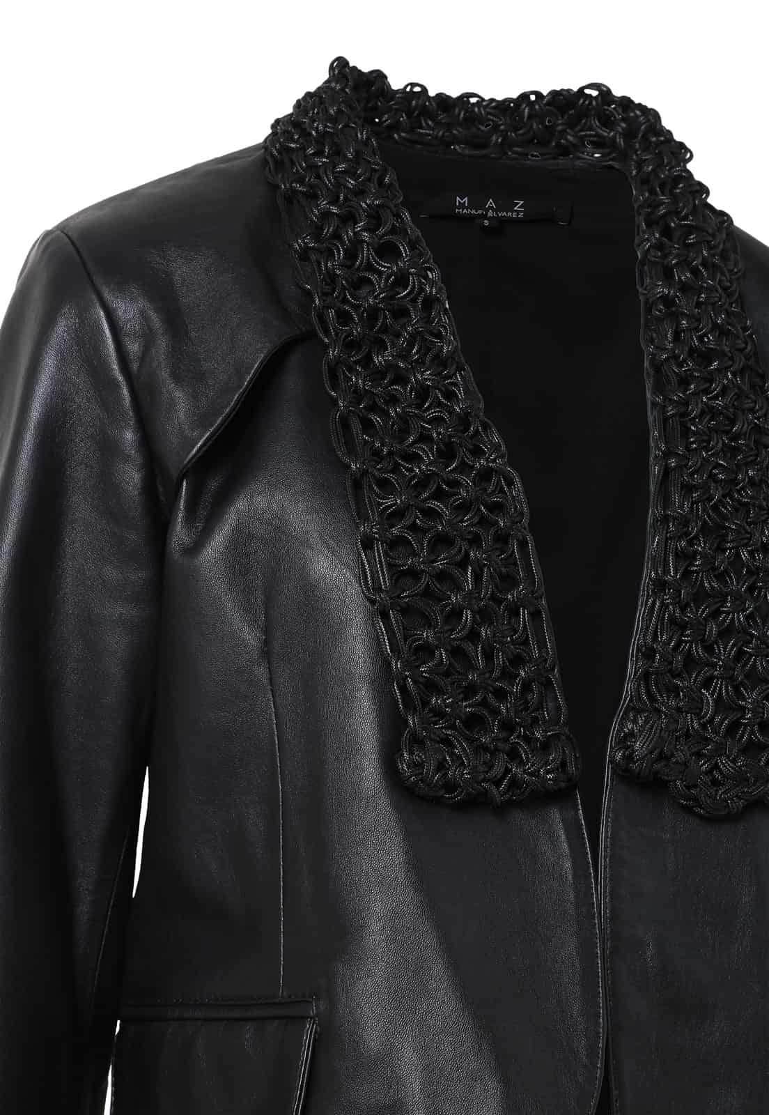 MACRAME LAPEL LEATHER BLAZER - miniatura 5