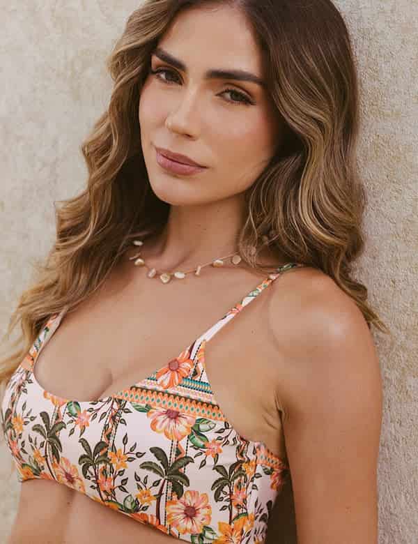 Set Top Exotic Floral Estampado Naranja - miniatura 1