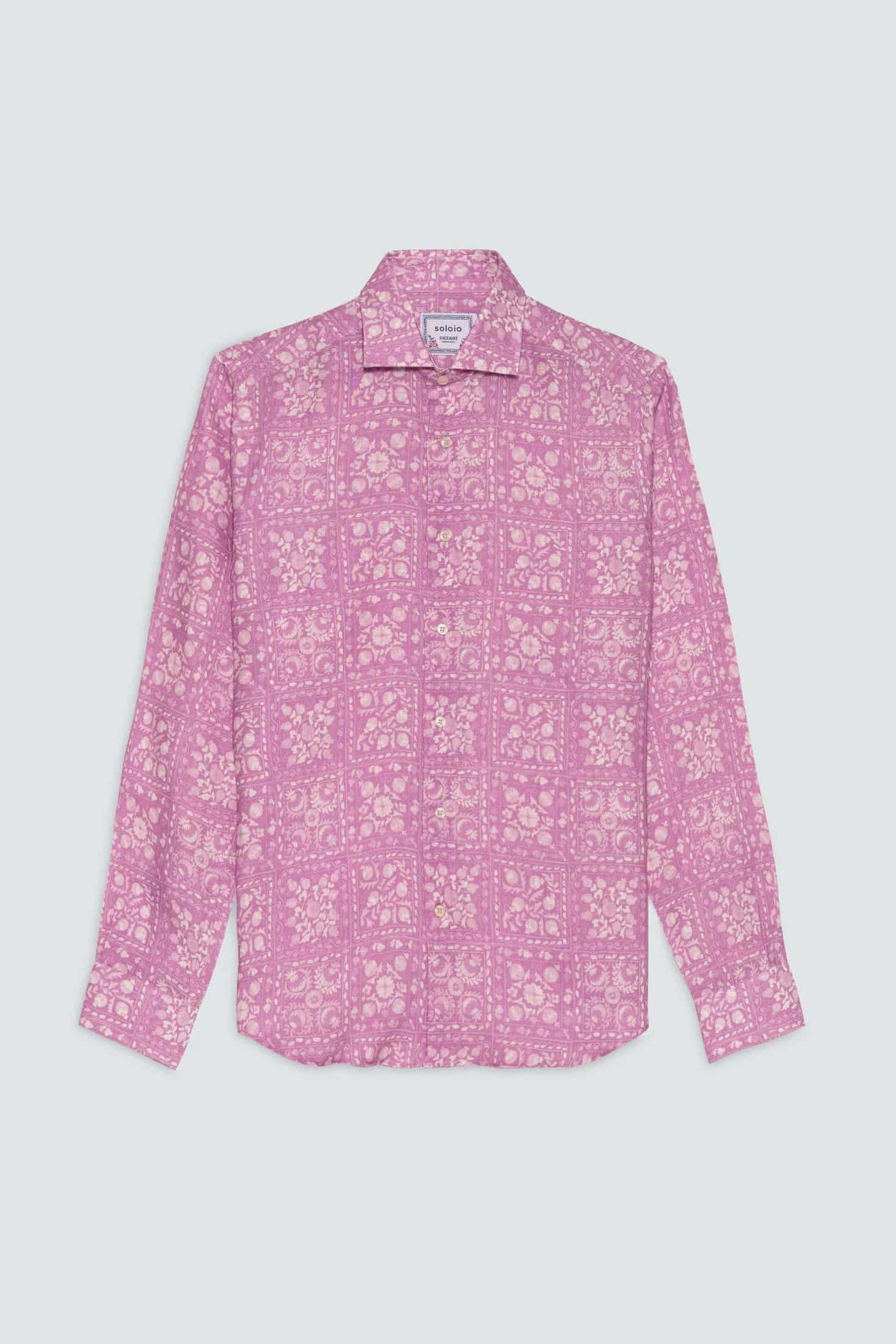 Men's linen shirt pink ferghana - miniatura 1