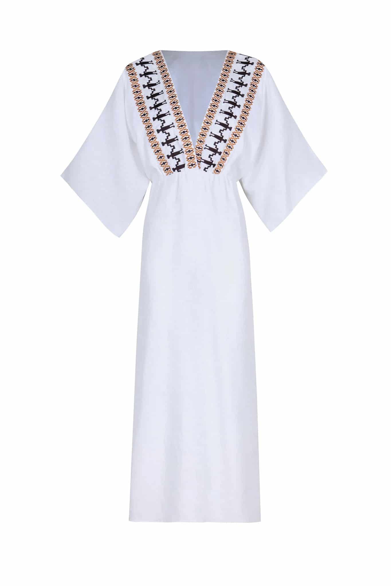 Topacio Linen Tunic  / White Embroidered - miniatura 5