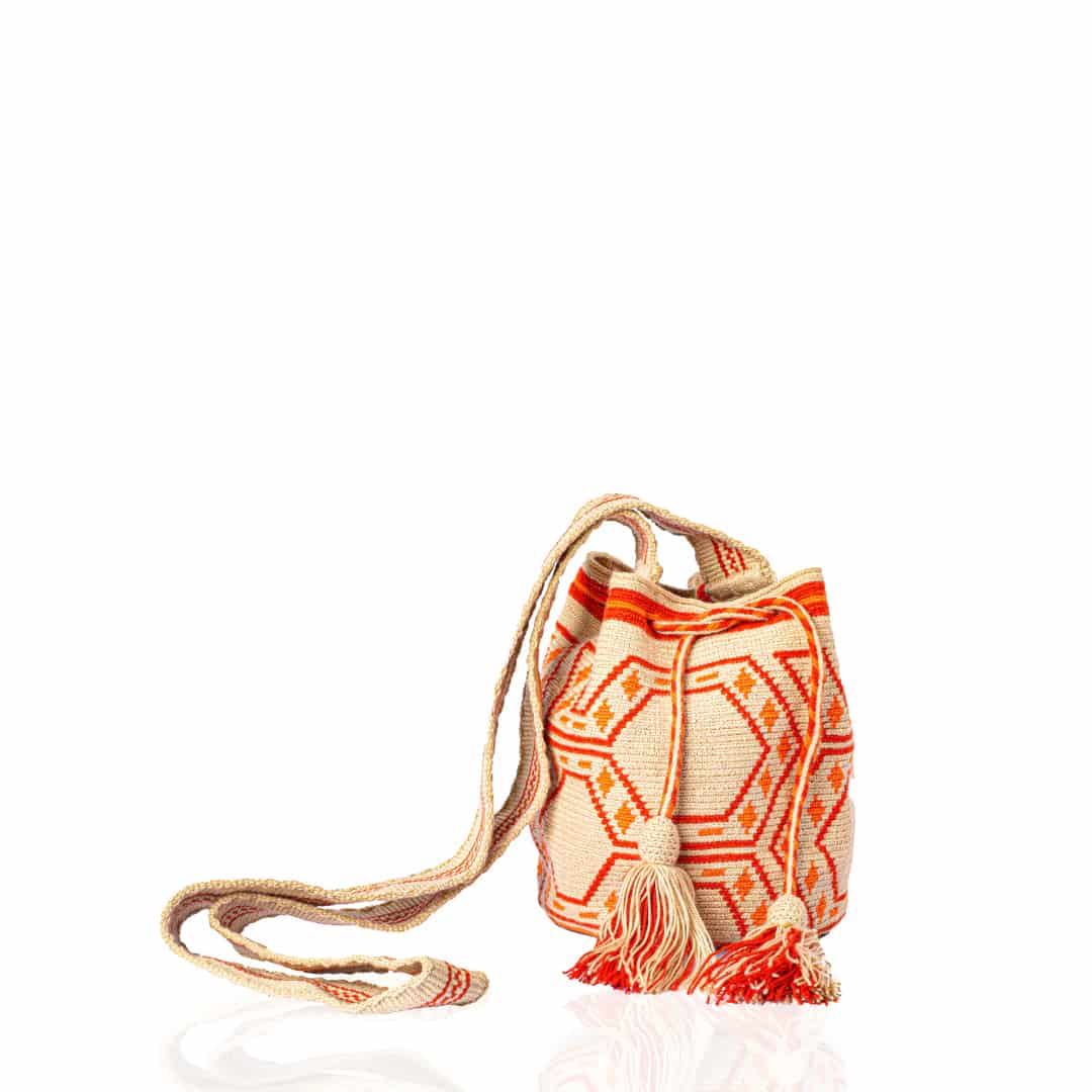 Mini bolso Wayúu Beige - Naranja - miniatura 1