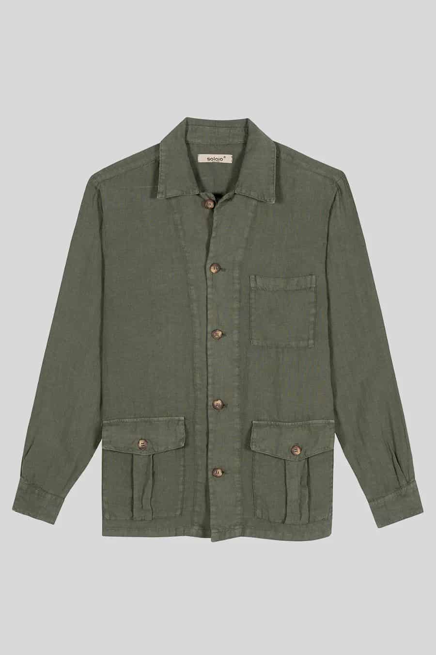 men's linen jacket military green new sahara - miniatura 3