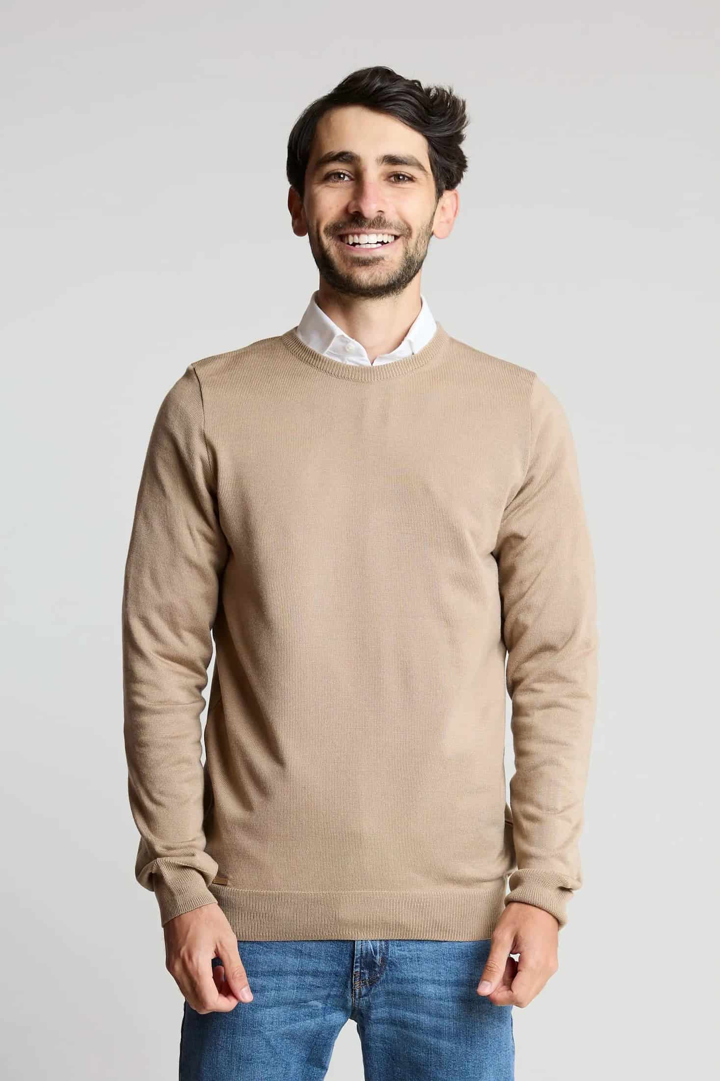 Sueter tejido básico beige - miniatura 1