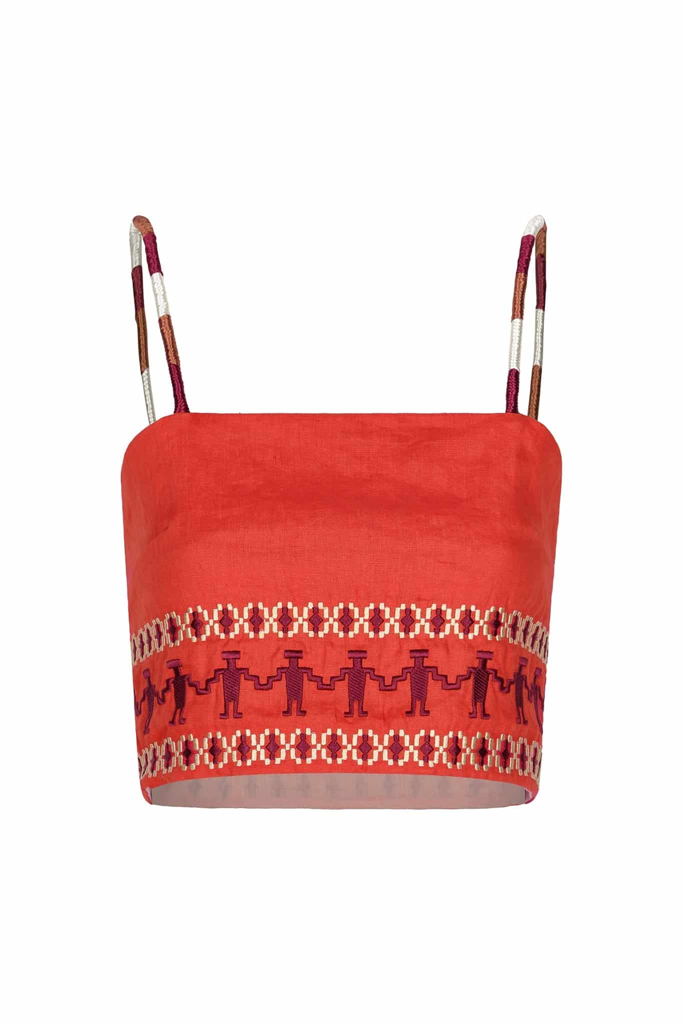 Guainia Linen Top / Red Embroidered - miniatura 1