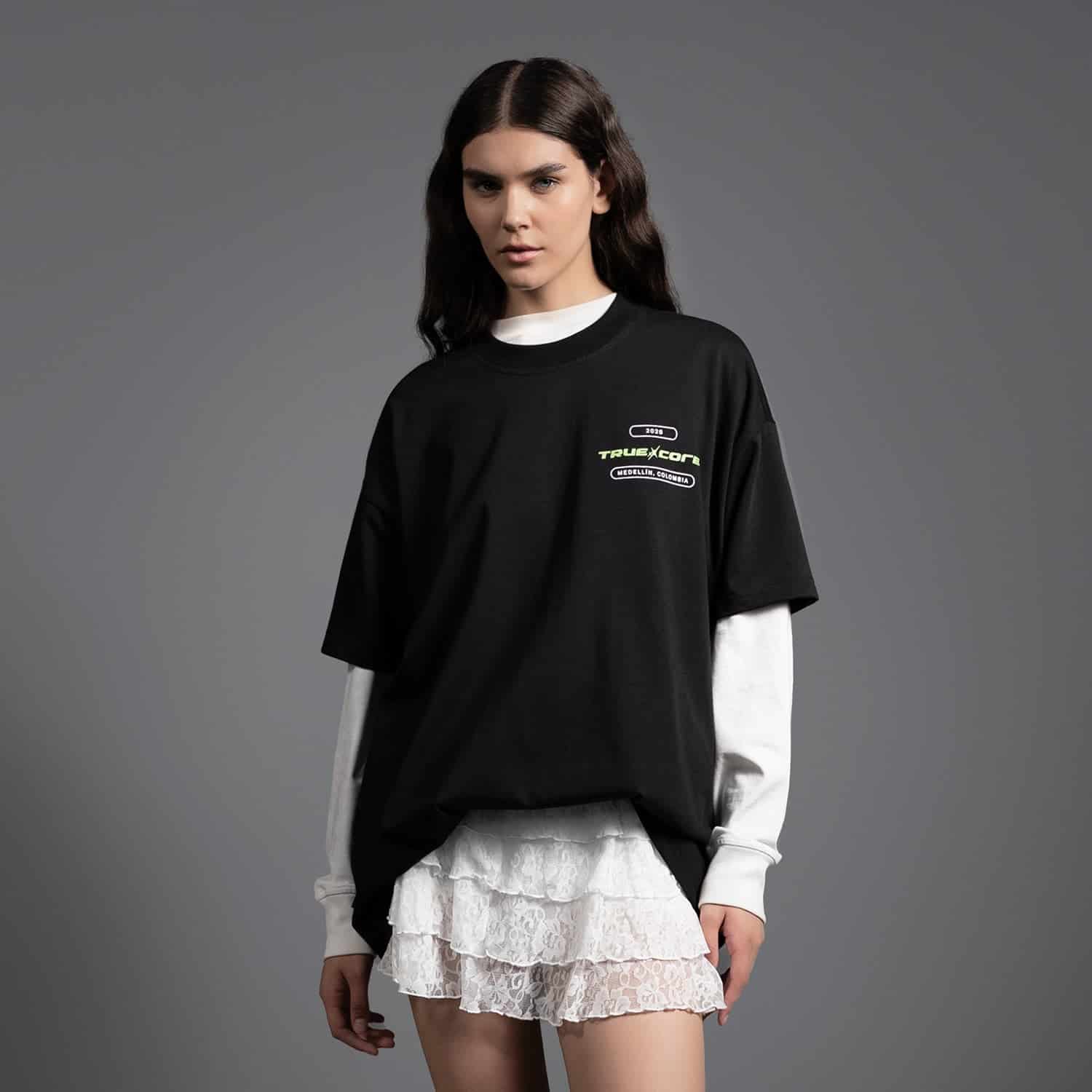 Flower Oversized T-Shirt - Black - miniatura 9