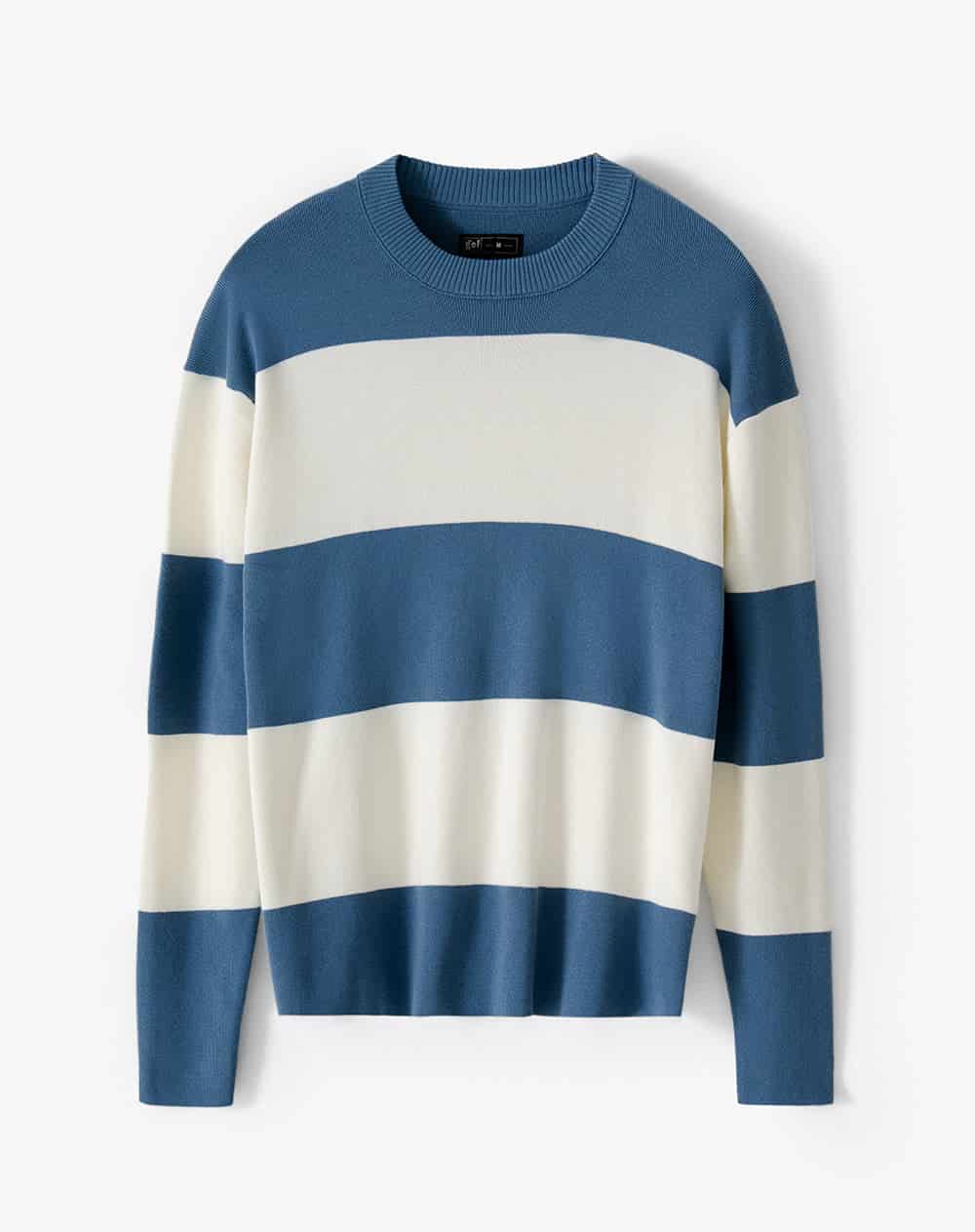 Buzo regular algodón tejido de punto azul rayas hombre - miniatura 6