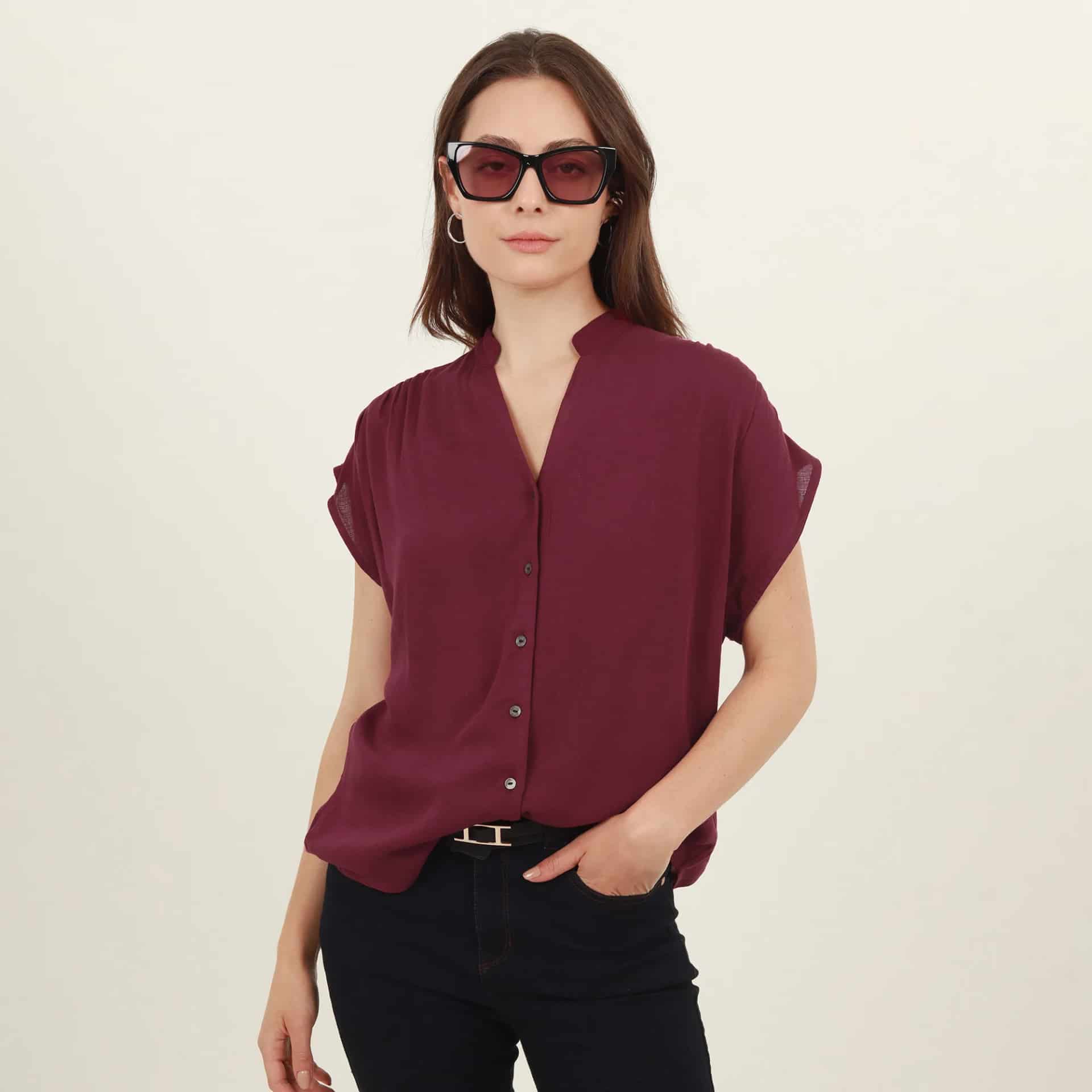 Blusa abierta cuello nerú manga sisa rodada - miniatura 7