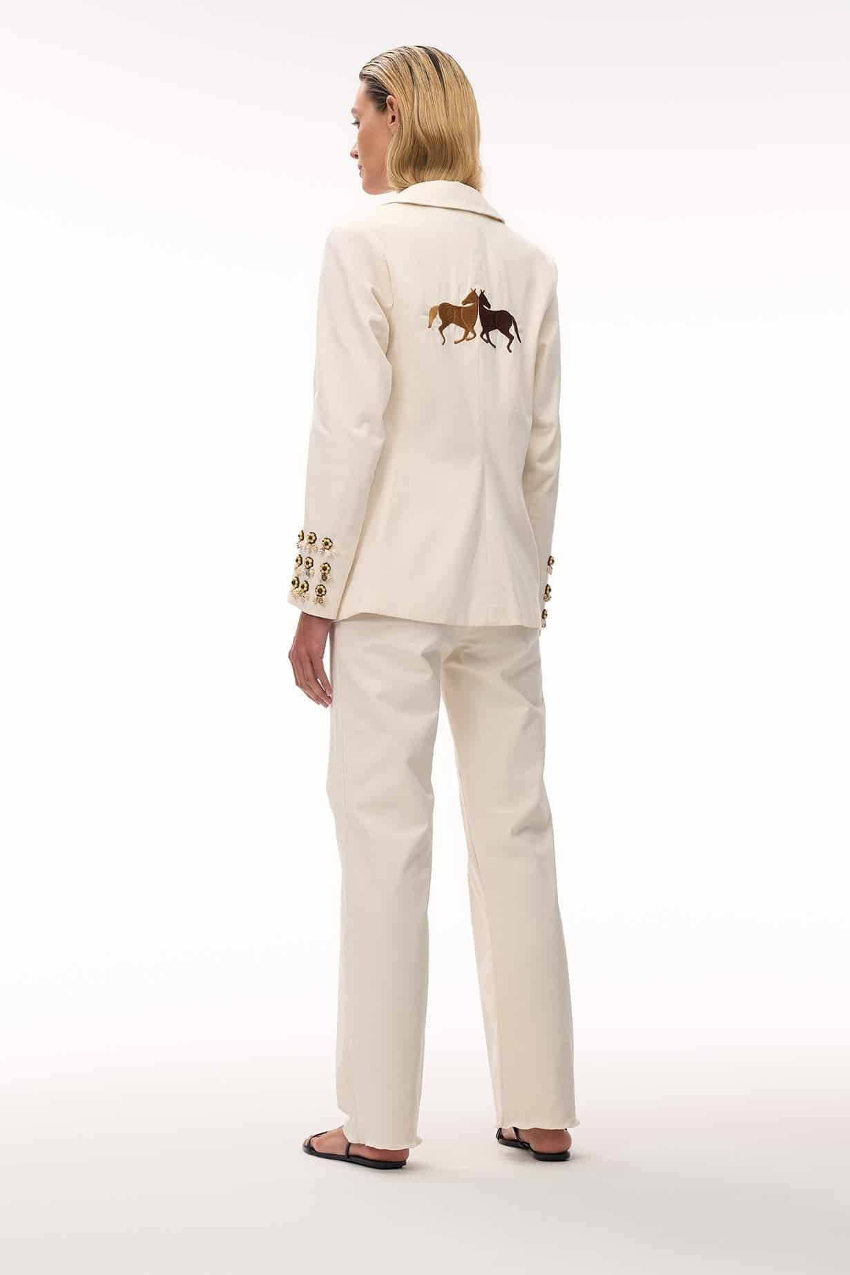 Santo Tomas Embroidered Canvas Blazer / Ivory - miniatura 4