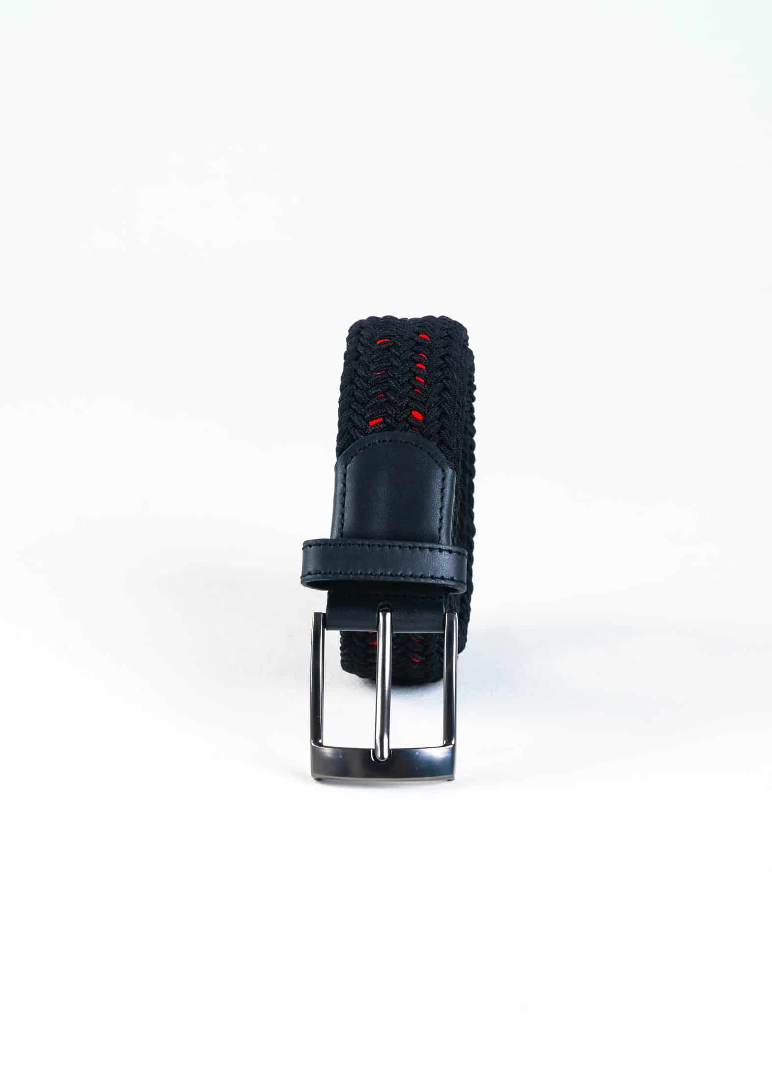 Cinturón Trenzado Elástico Rojo - Negro - miniatura 1
