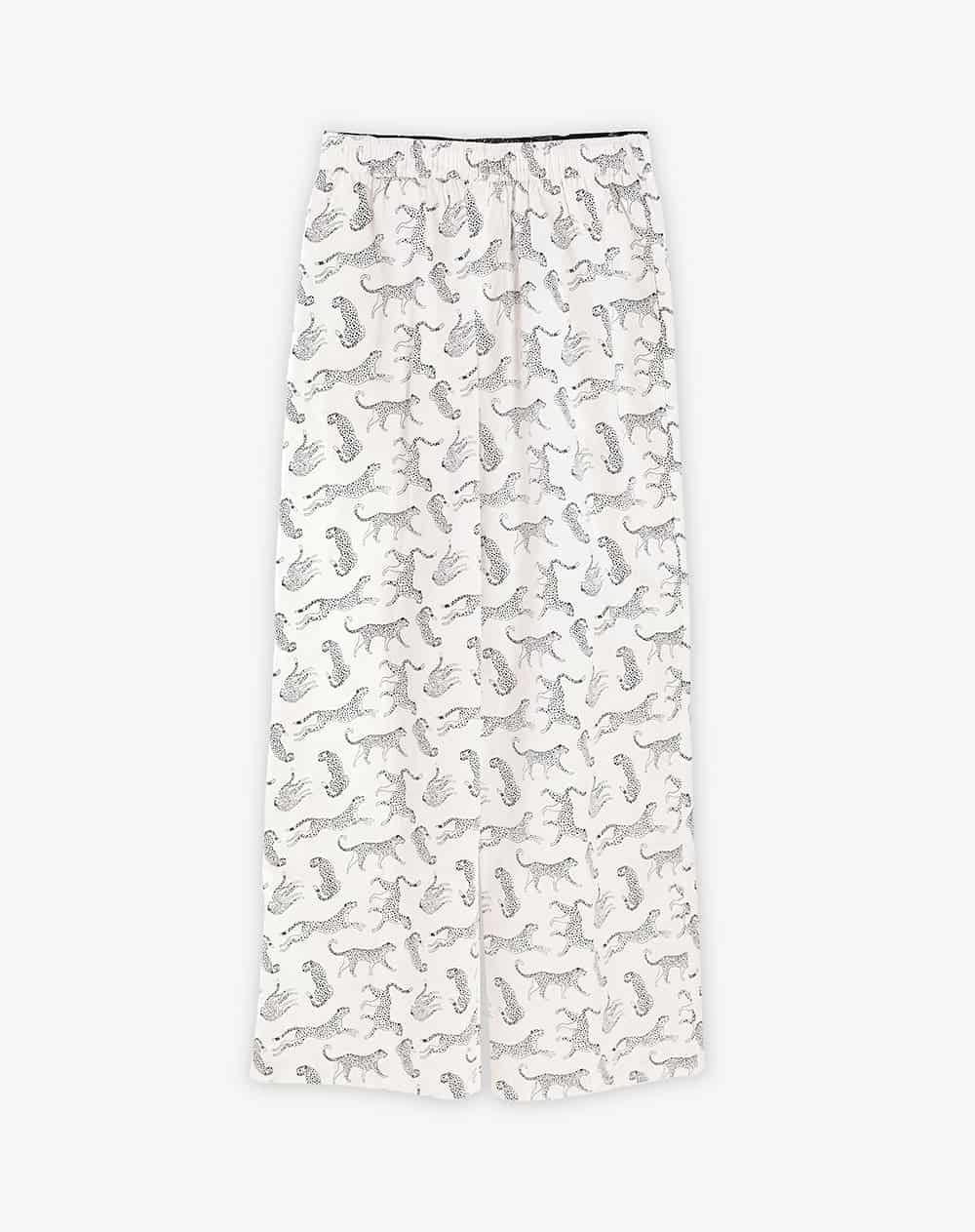 Pantalón regular tiro medio crudo estampado mujer - miniatura 1