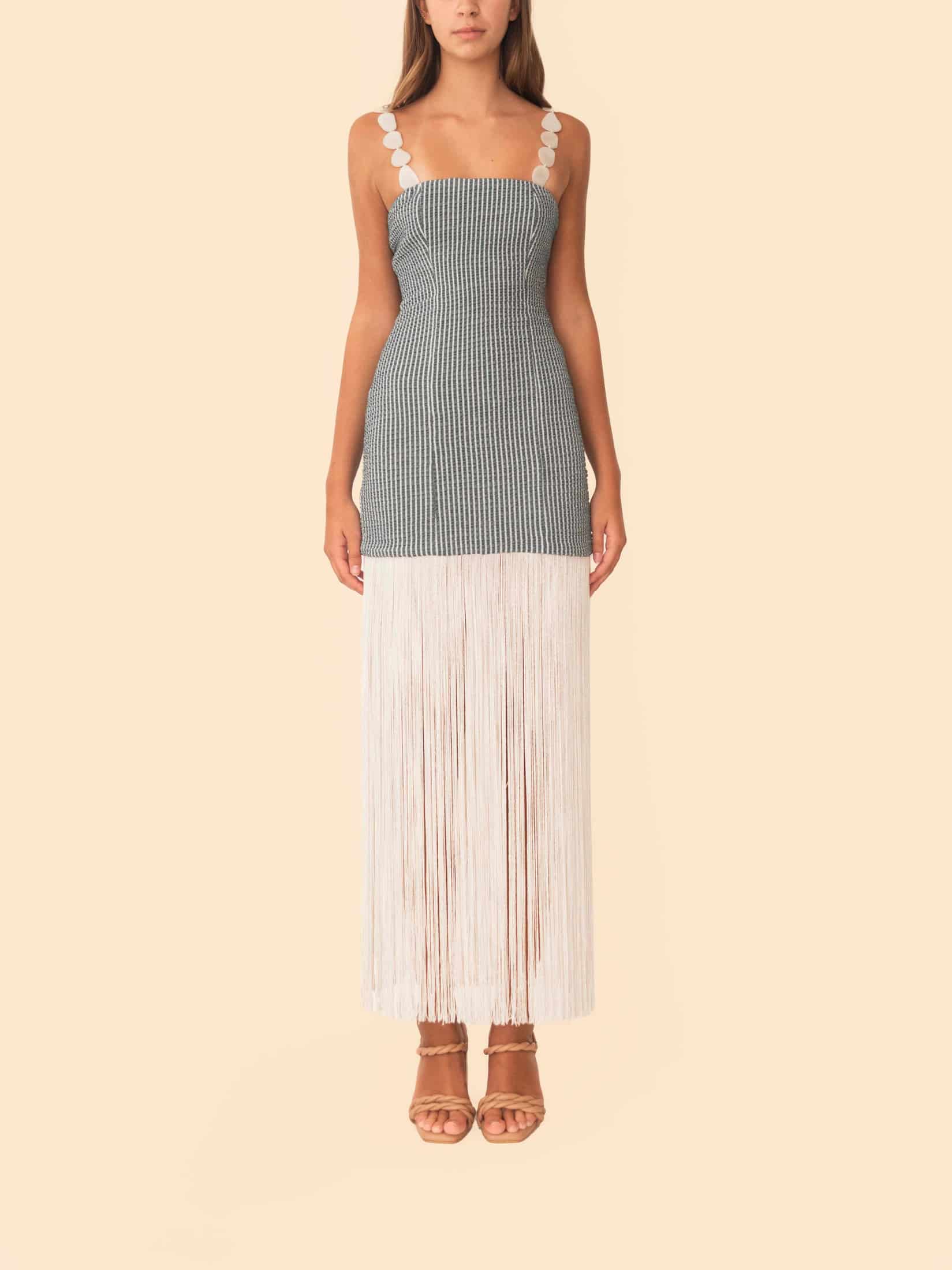 ELENA DRESS GREEN STRIPES - miniatura 2