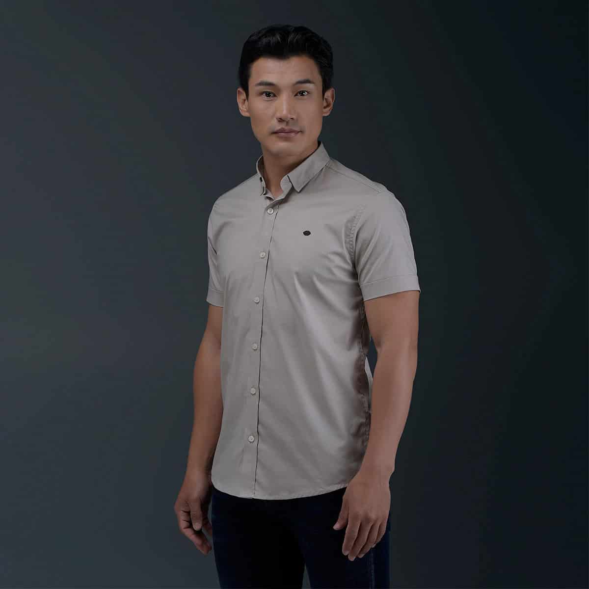 Camisa Beige Manga Corta - miniatura 3