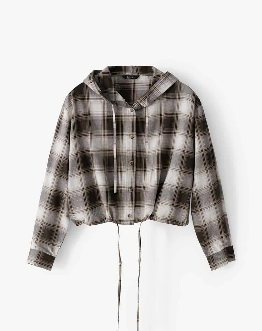 Chaqueta oversize cuadros mujer - miniatura 1