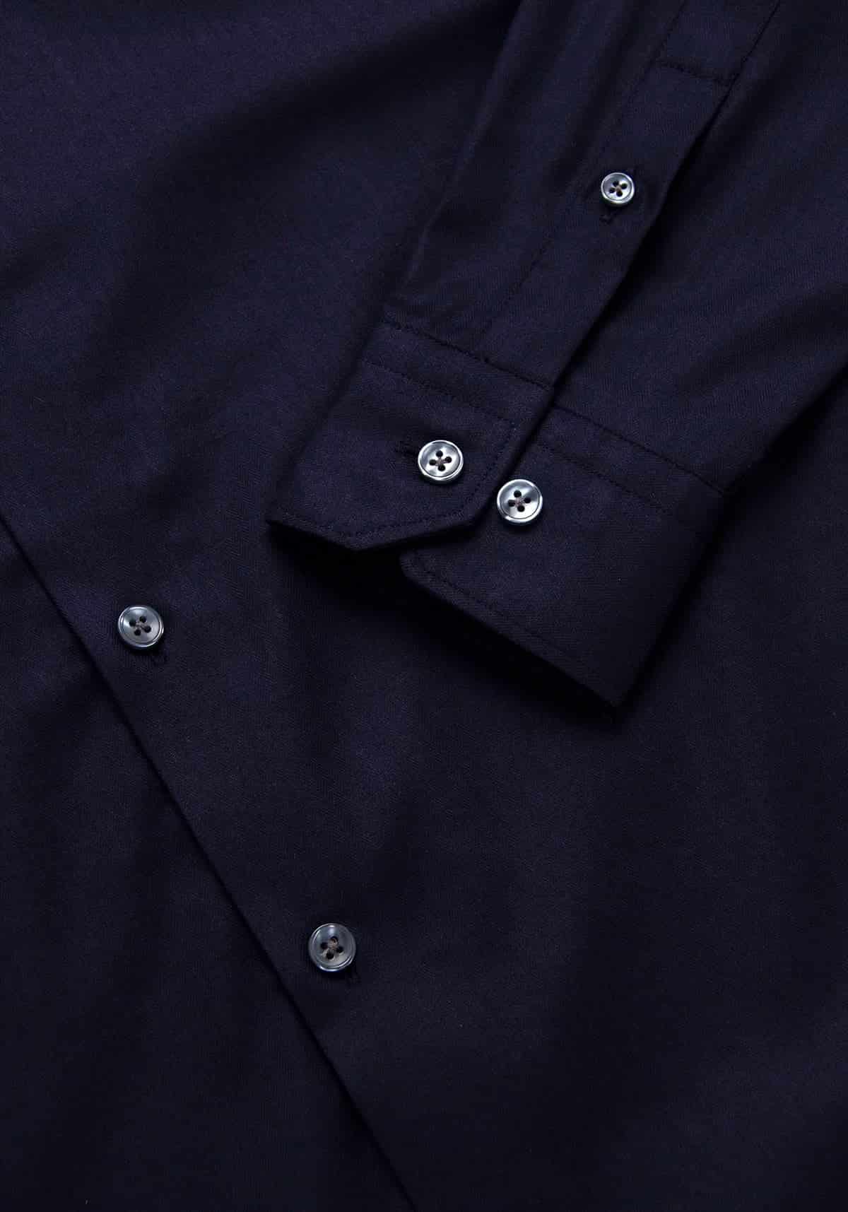 Camisa Dobby Espina de Pescado Algodón Azul Oscuro - miniatura 3