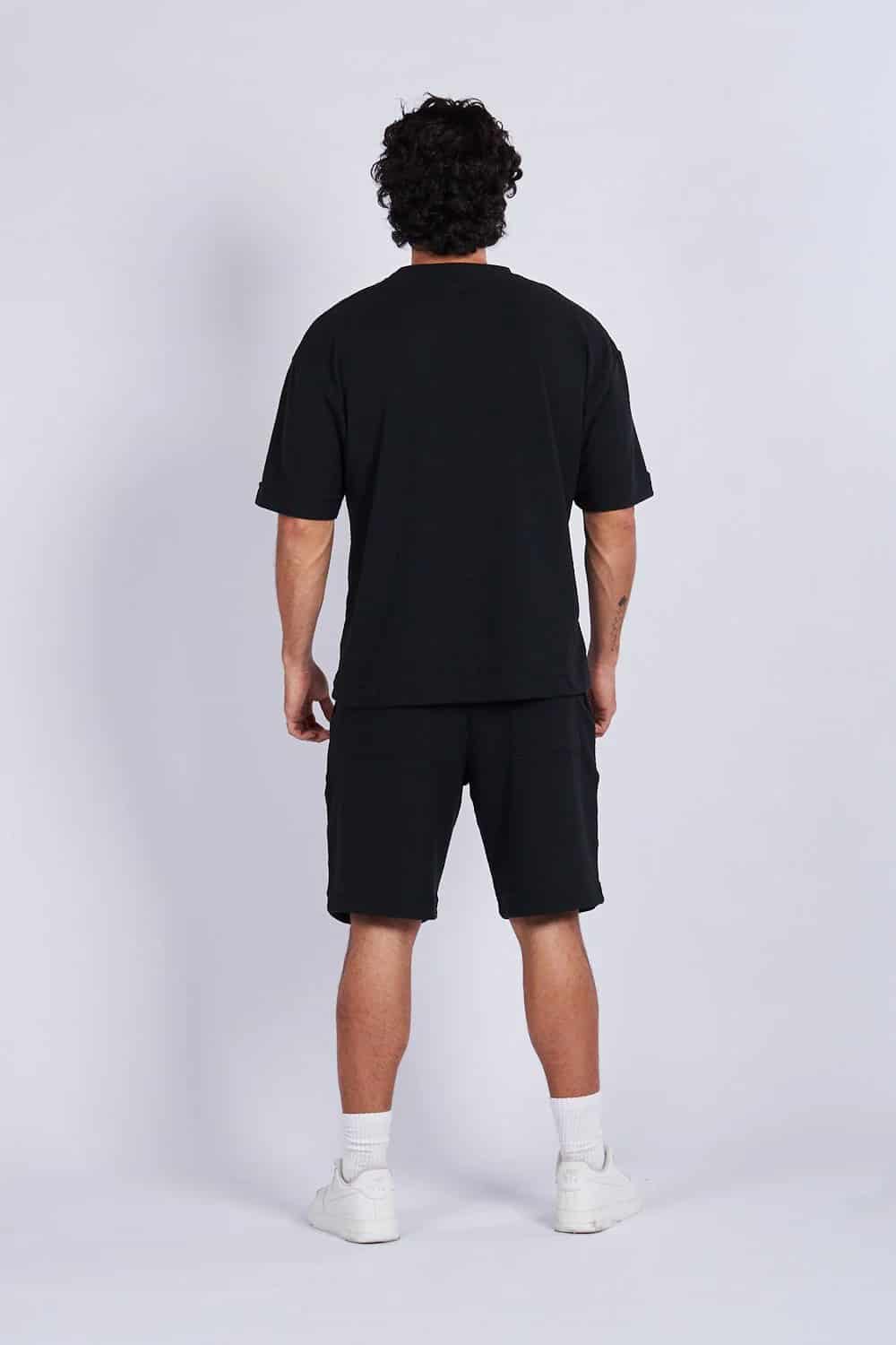 Camiseta oversize textura horizontal Negra - miniatura 5