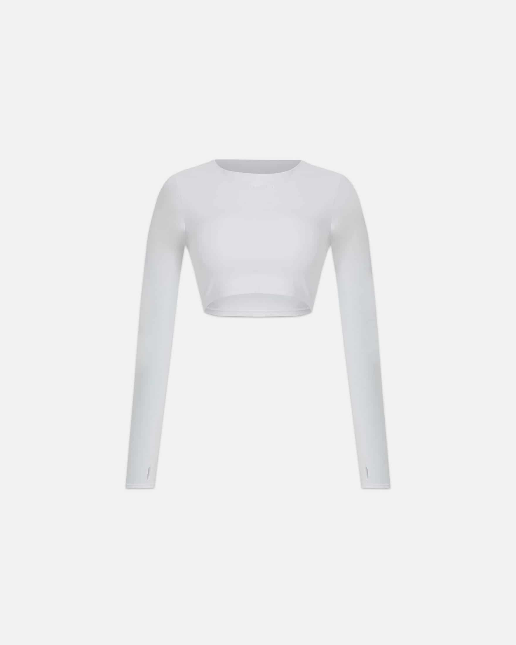Line Basic Long Sleeve Cropped Tshirt White - miniatura 1