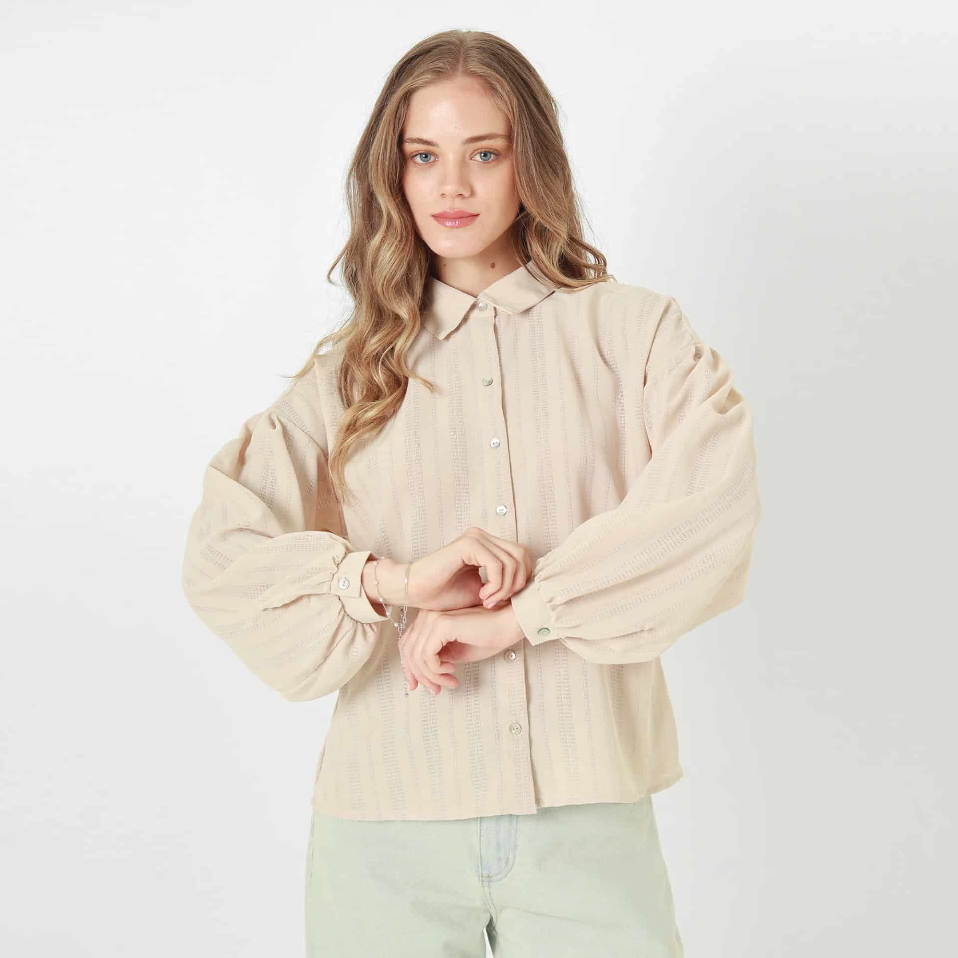 Blusa Cuello Camisero Manga Larga - miniatura 4