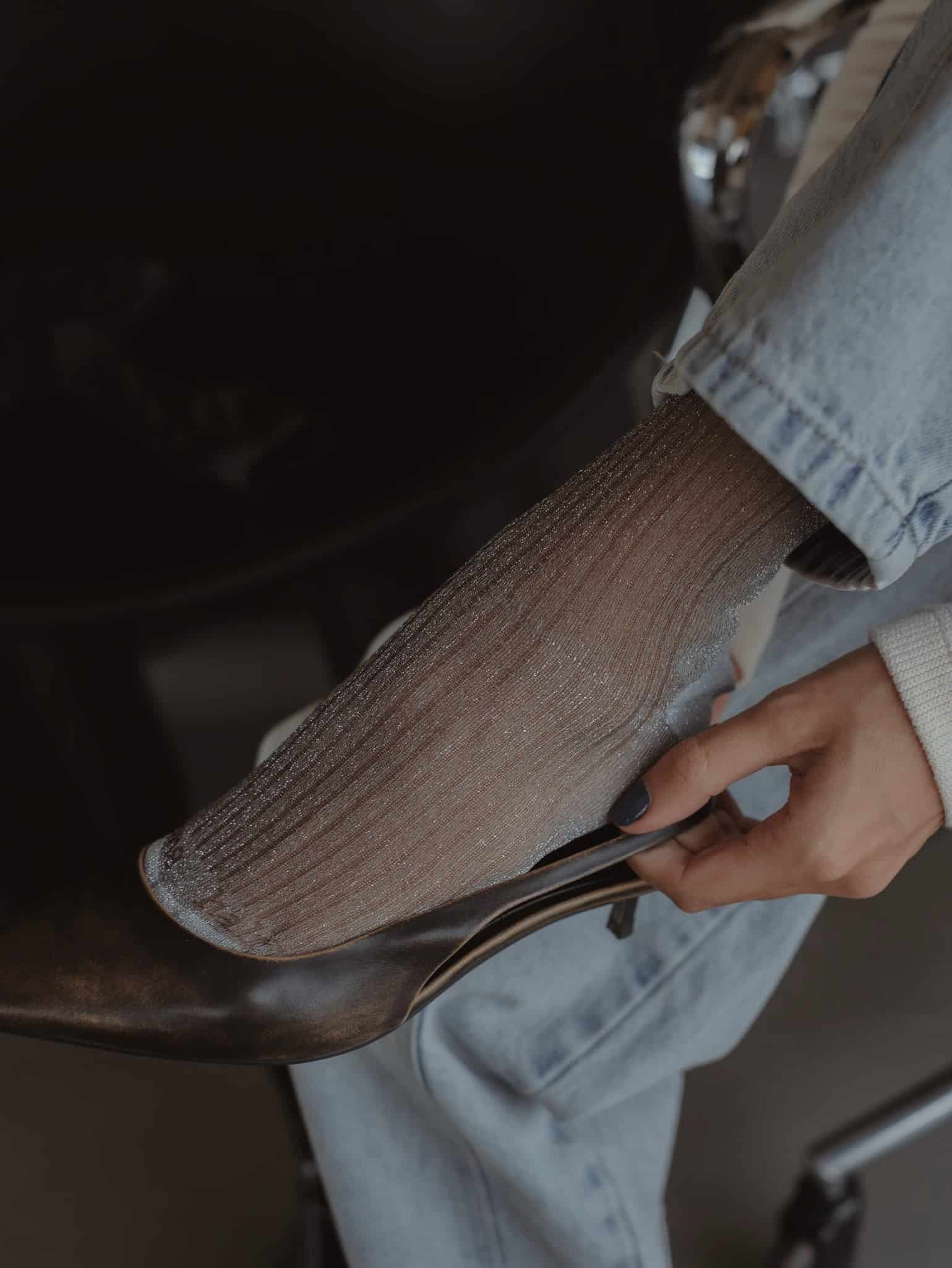 MESH SHINY SOCKS - PLATINUM - miniatura 4