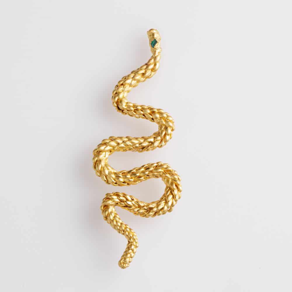 Araucaria Snake and Rough Emerald Pin - miniatura 1