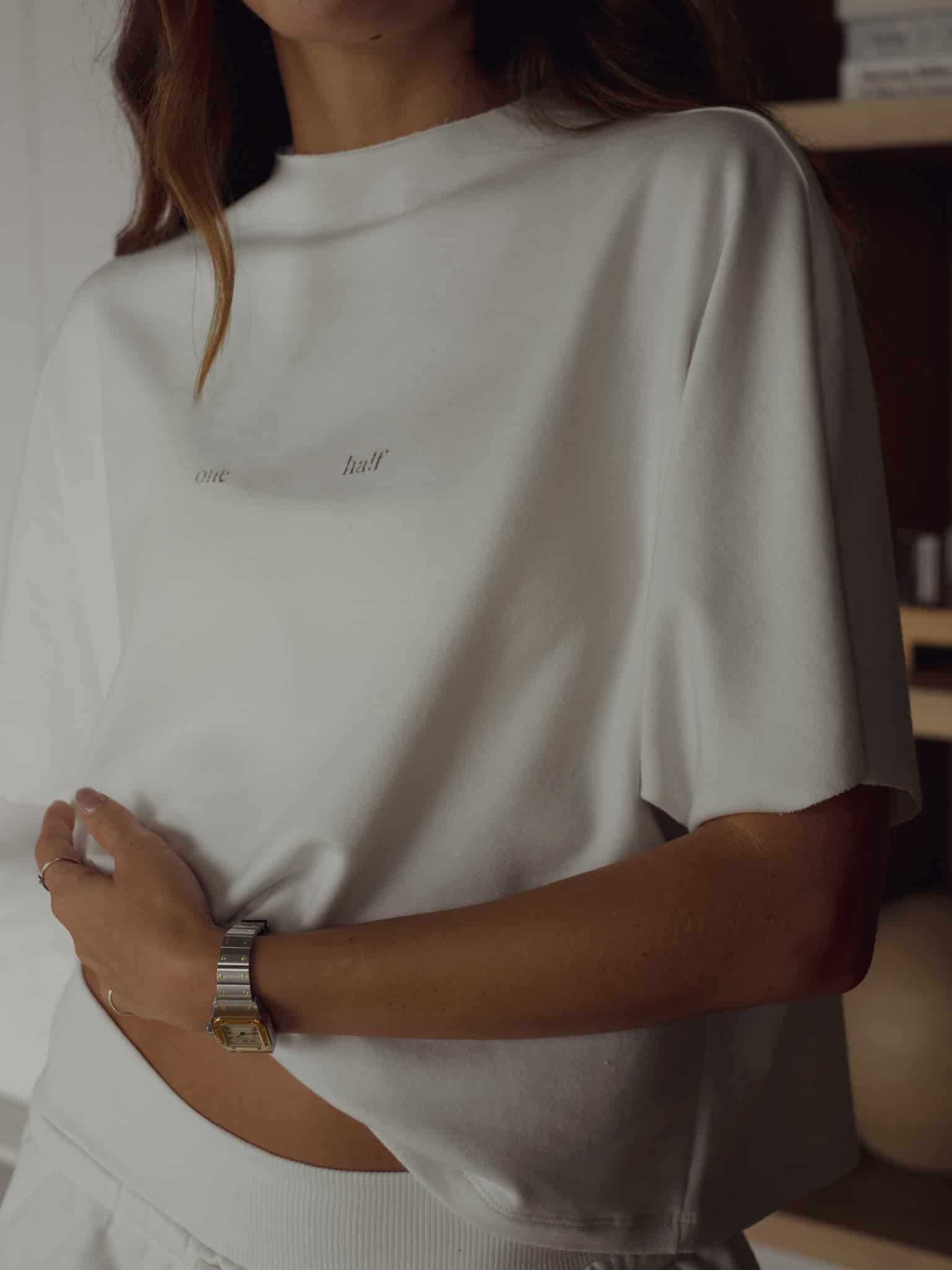 ONE HALF ROLLED SLEEVE T-SHIRT - SOFT WHITE - miniatura 4