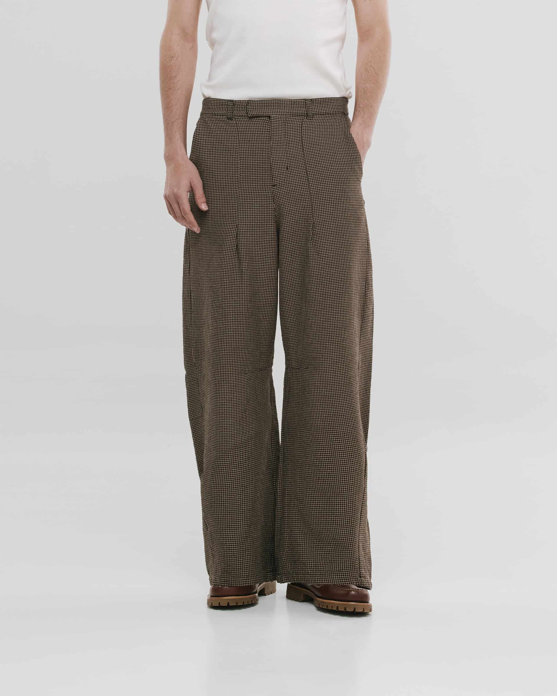 Barrel Fit Houndstooth Trousers - Café - miniatura 4