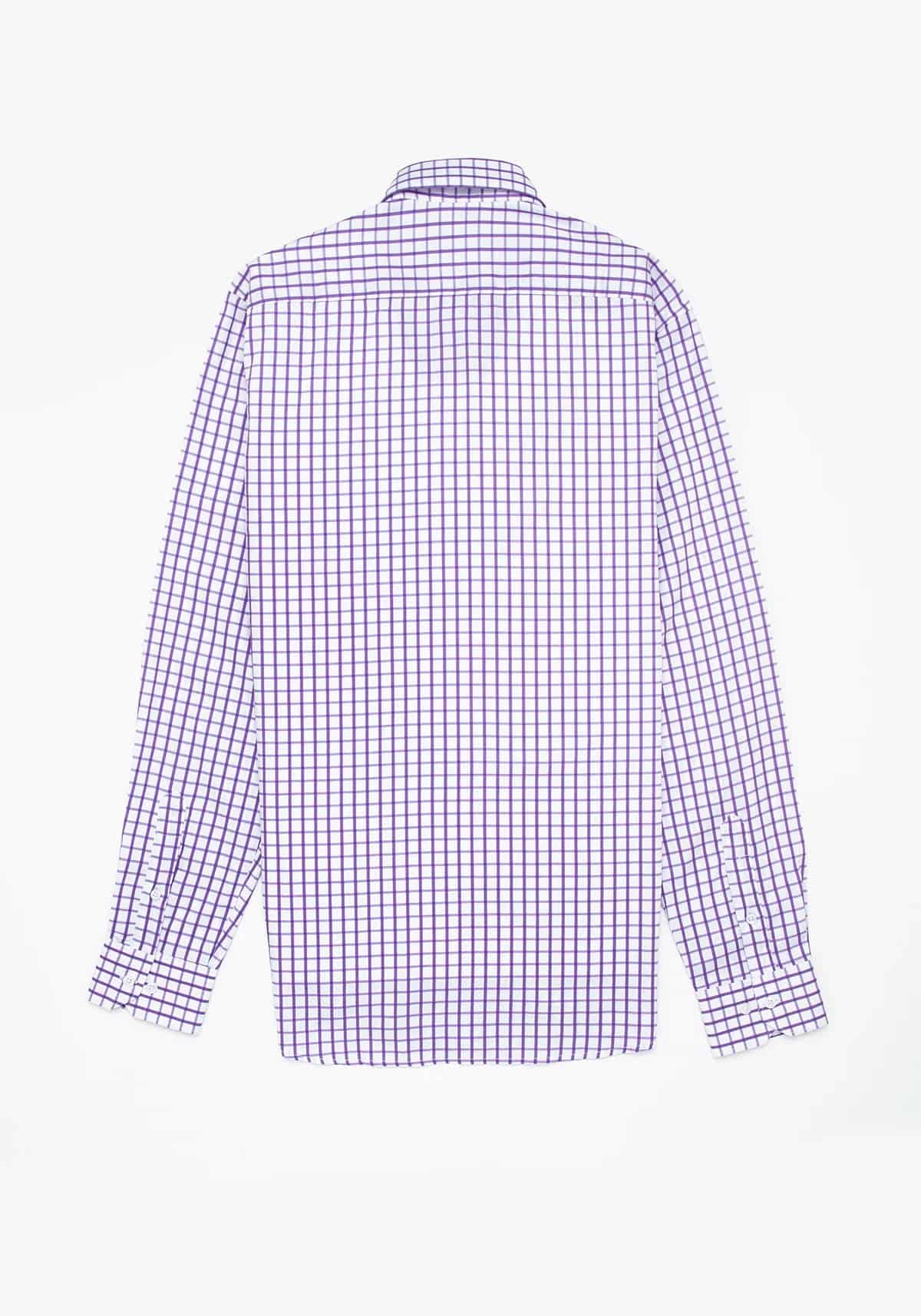 Camisa Sarga Cuadro Ventana Algodón Lila - miniatura 4