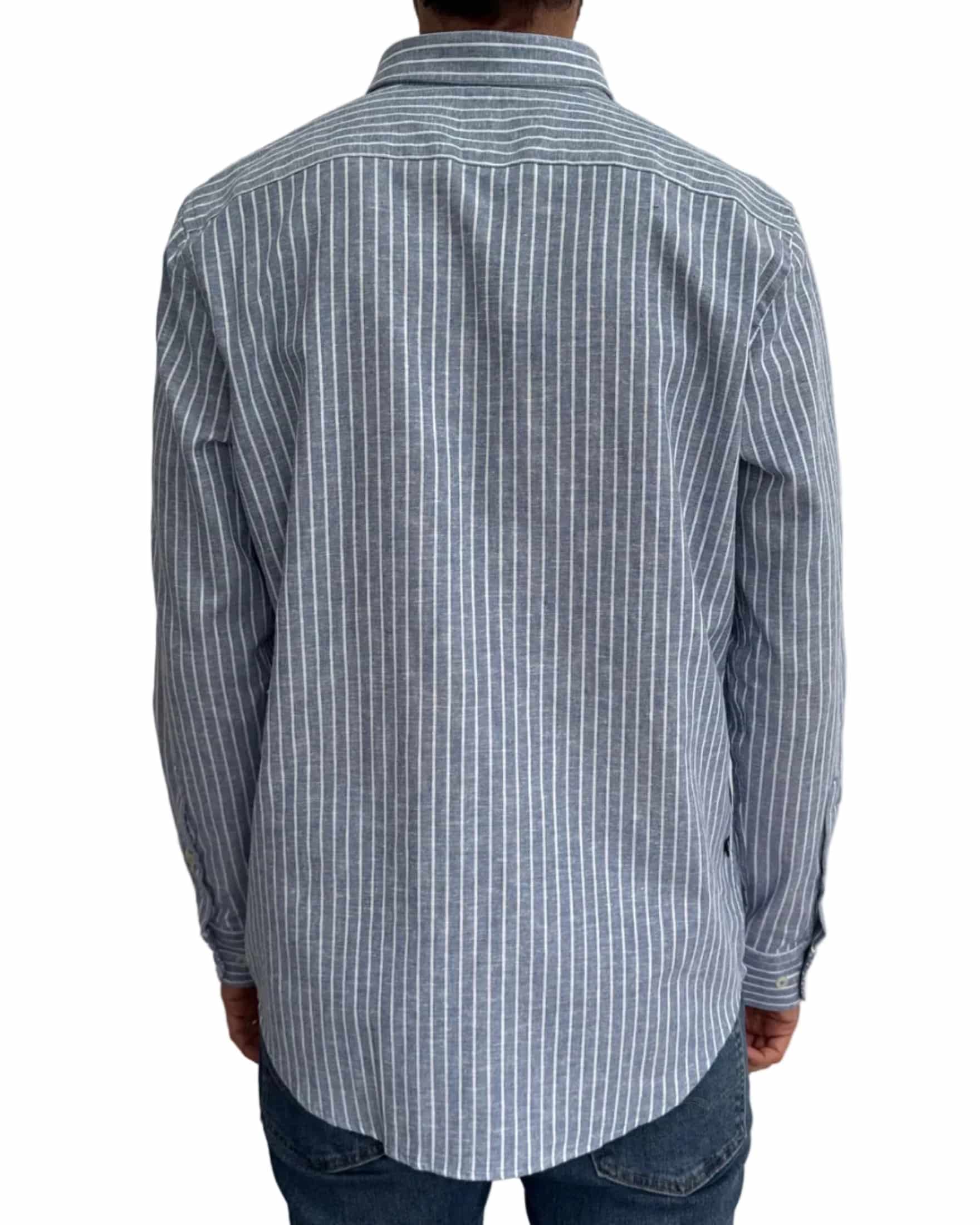 Camisa de Lino Navy y Rayas Blancas - miniatura 4